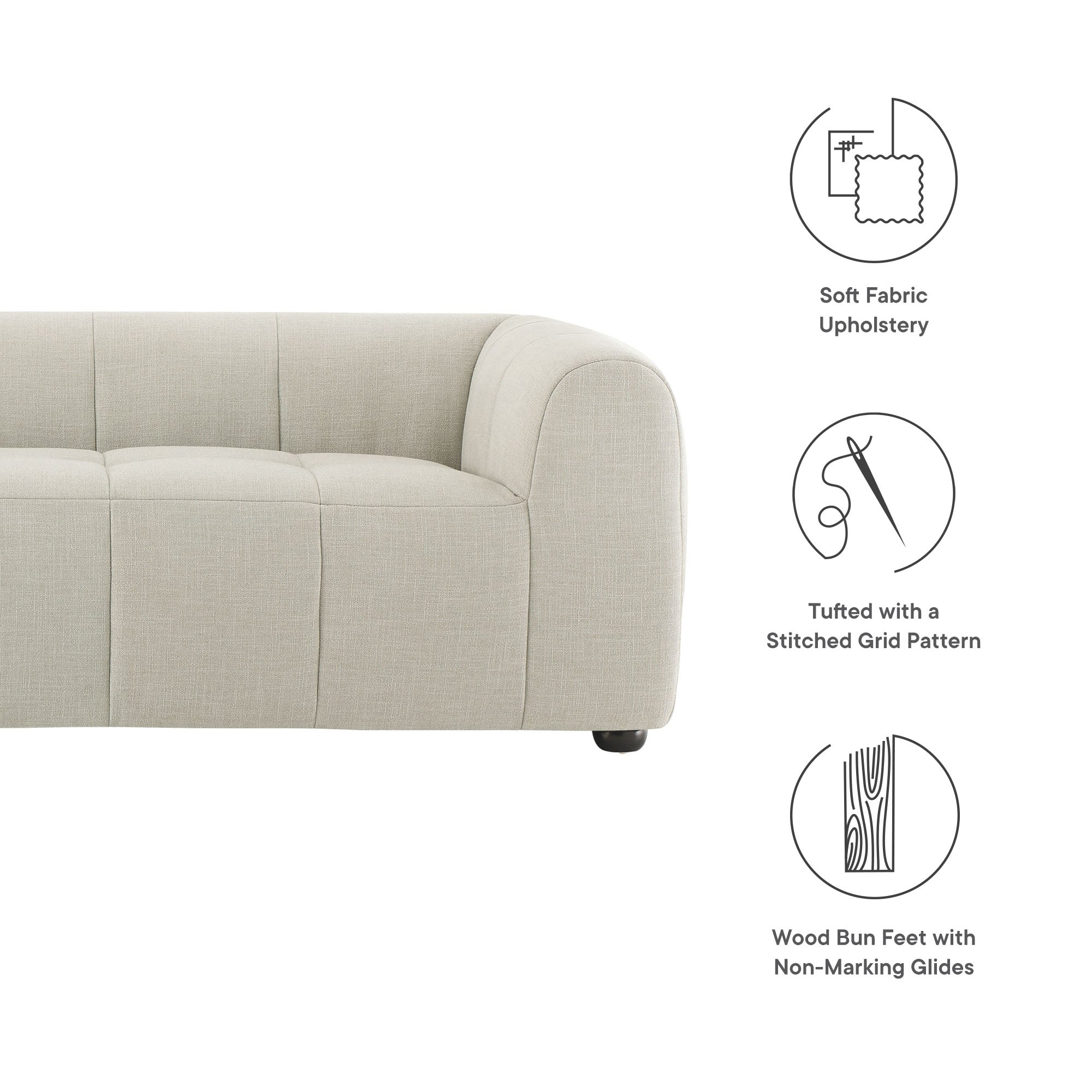 Liana   Upholstered Fabric Sofa - Mocha