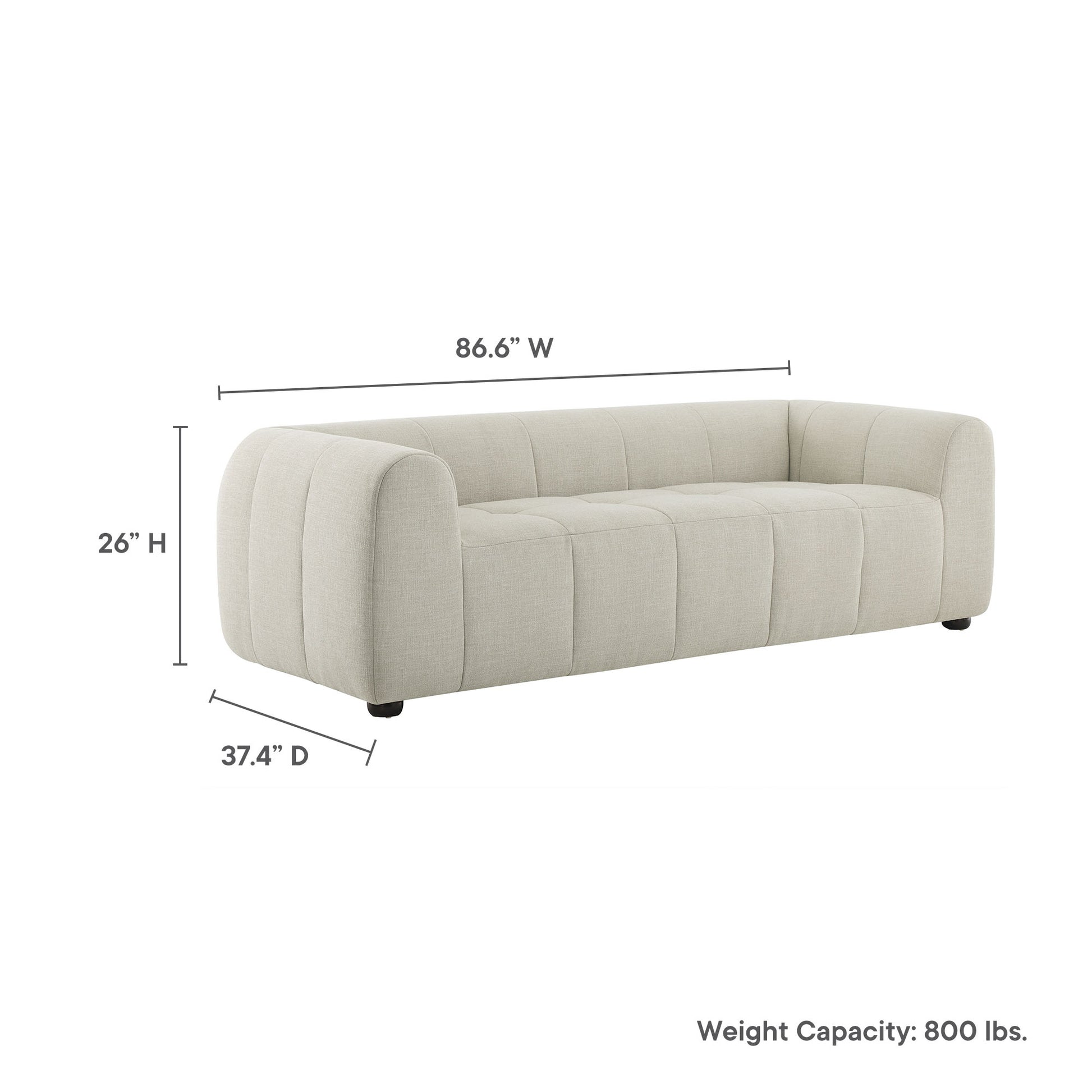 Liana   Upholstered Fabric Sofa - Pewter