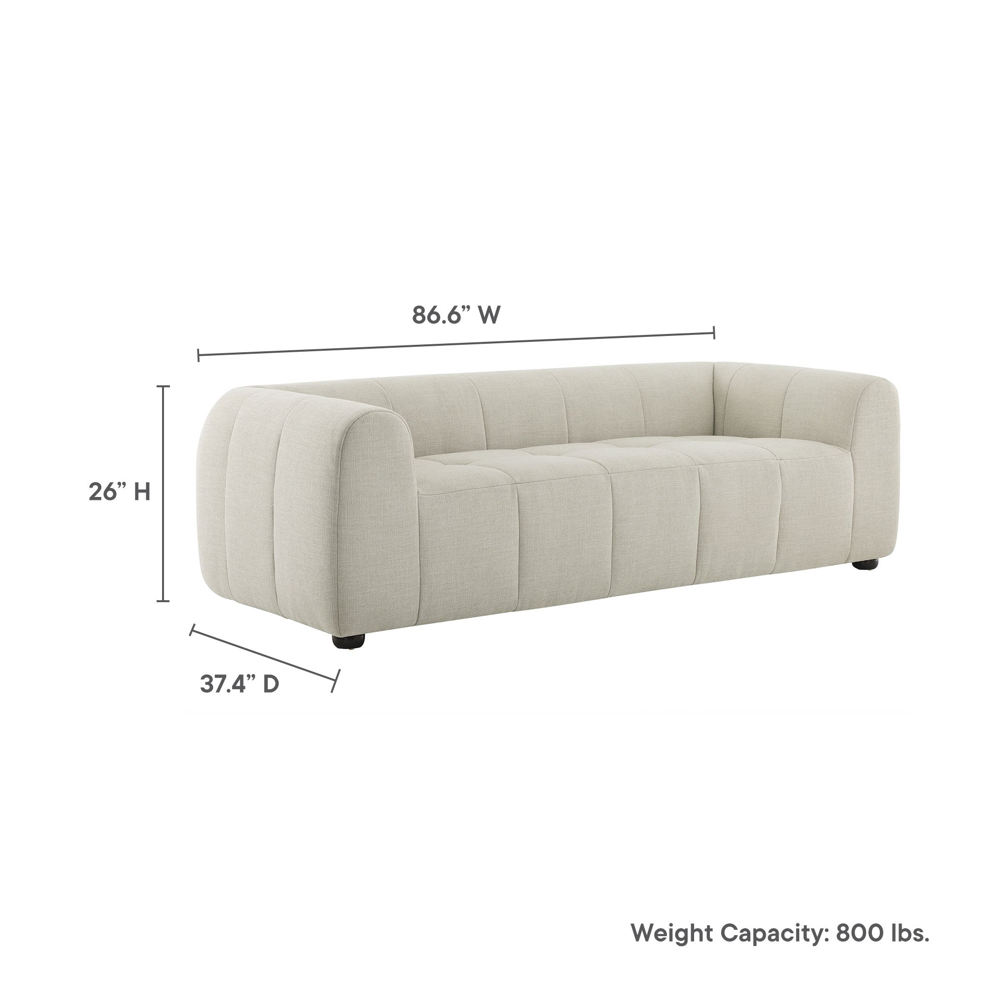 Liana   Upholstered Fabric Sofa - Pewter