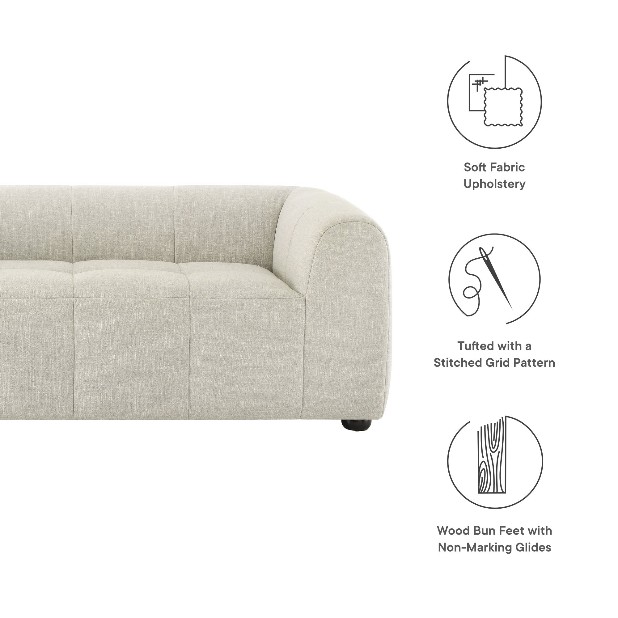 Liana   Upholstered Fabric Loveseat - Mocha