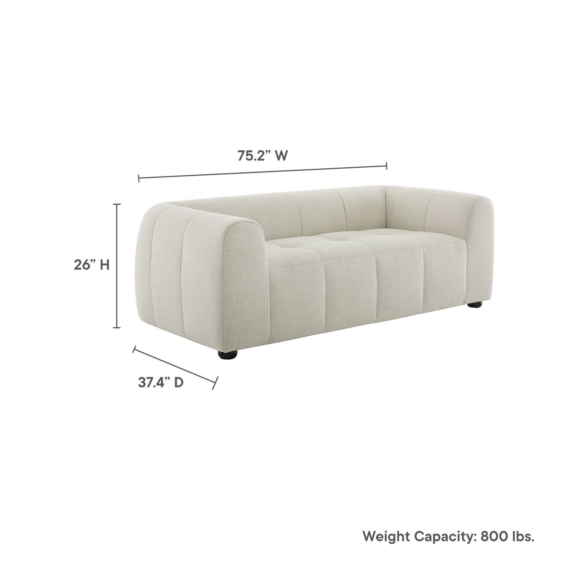Liana   Upholstered Fabric Loveseat - Pewter