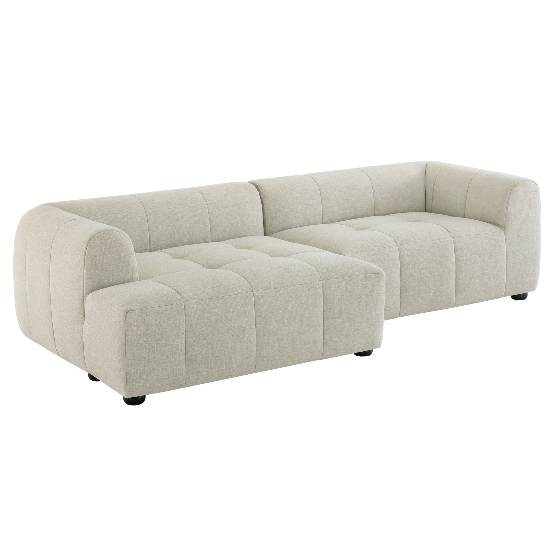 Liana  Left-Facing Upholstered Fabric Modular Sofa with Chaise - Linen