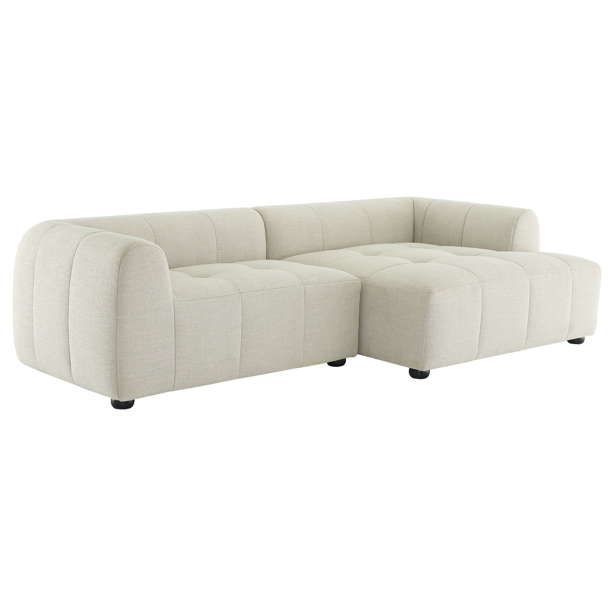 Liana  Right-Facing Upholstered Fabric Modular Sofa with Chaise - Linen