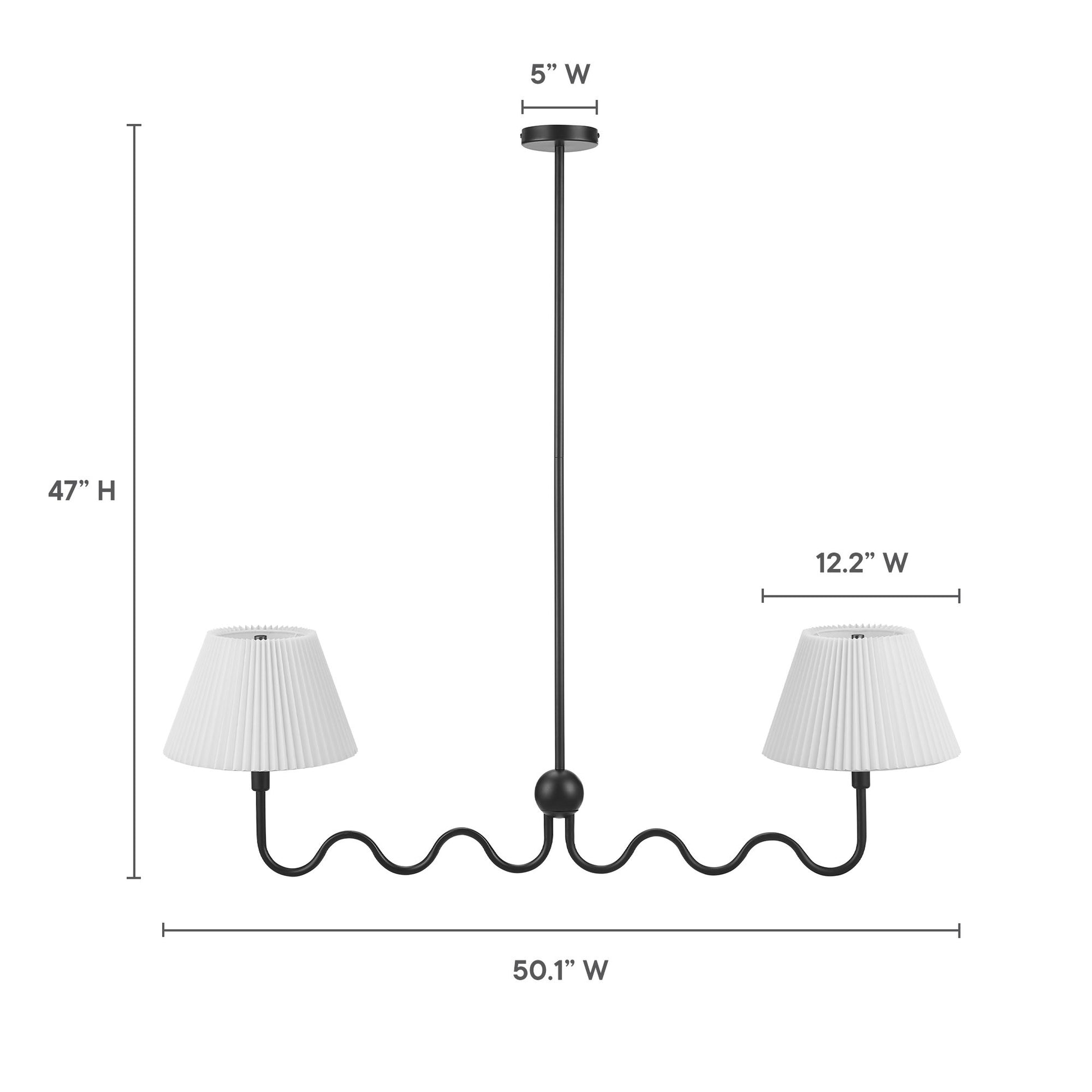 Wave Squiggle 2-Arm Pendant Light - Brass