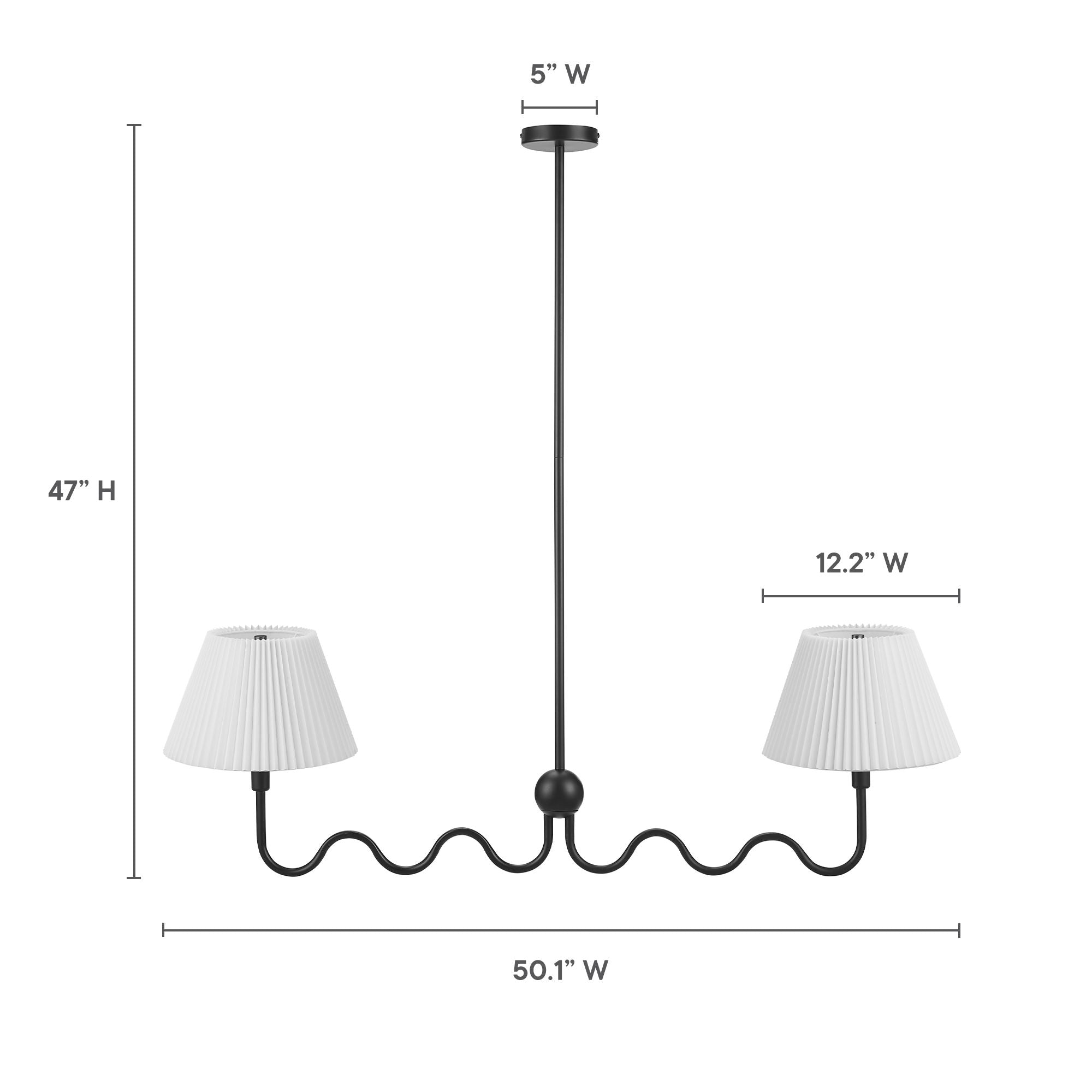 Wave Squiggle 2-Arm Pendant Light - Brass