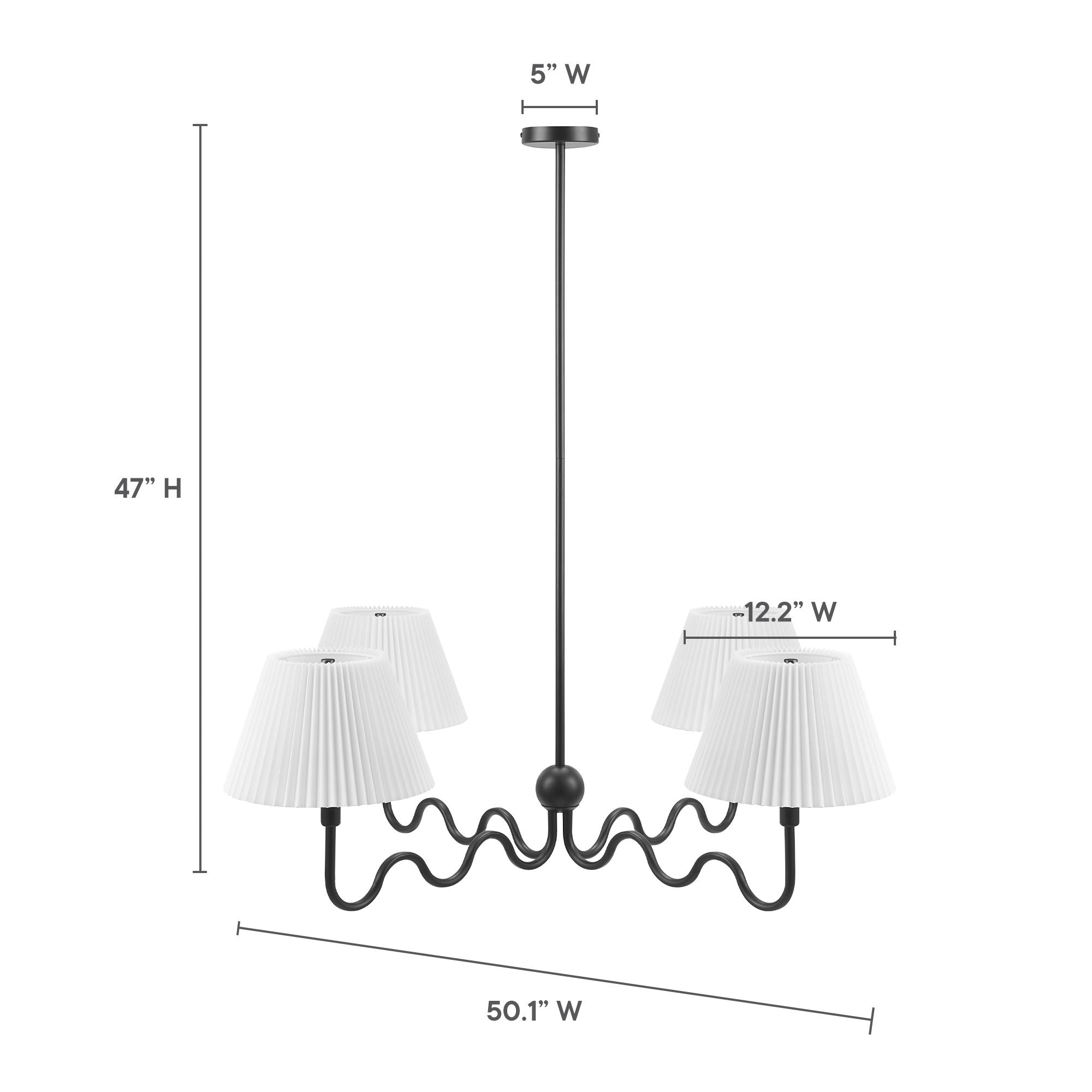 Wave Squiggle 4-Arm Pendant Light - Brass
