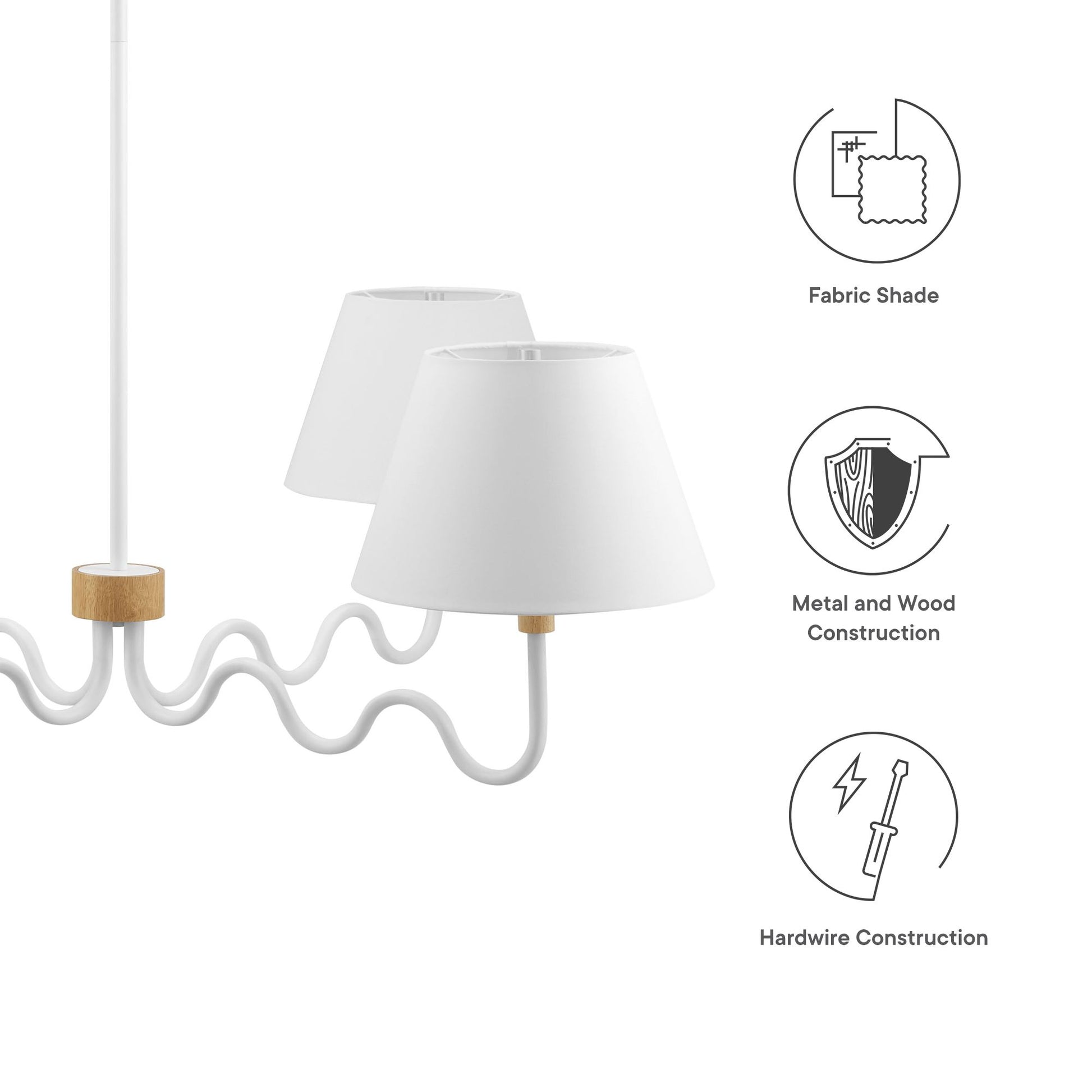 Sunlit Squiggle 4-Arm Pendant Light - Walnut Black