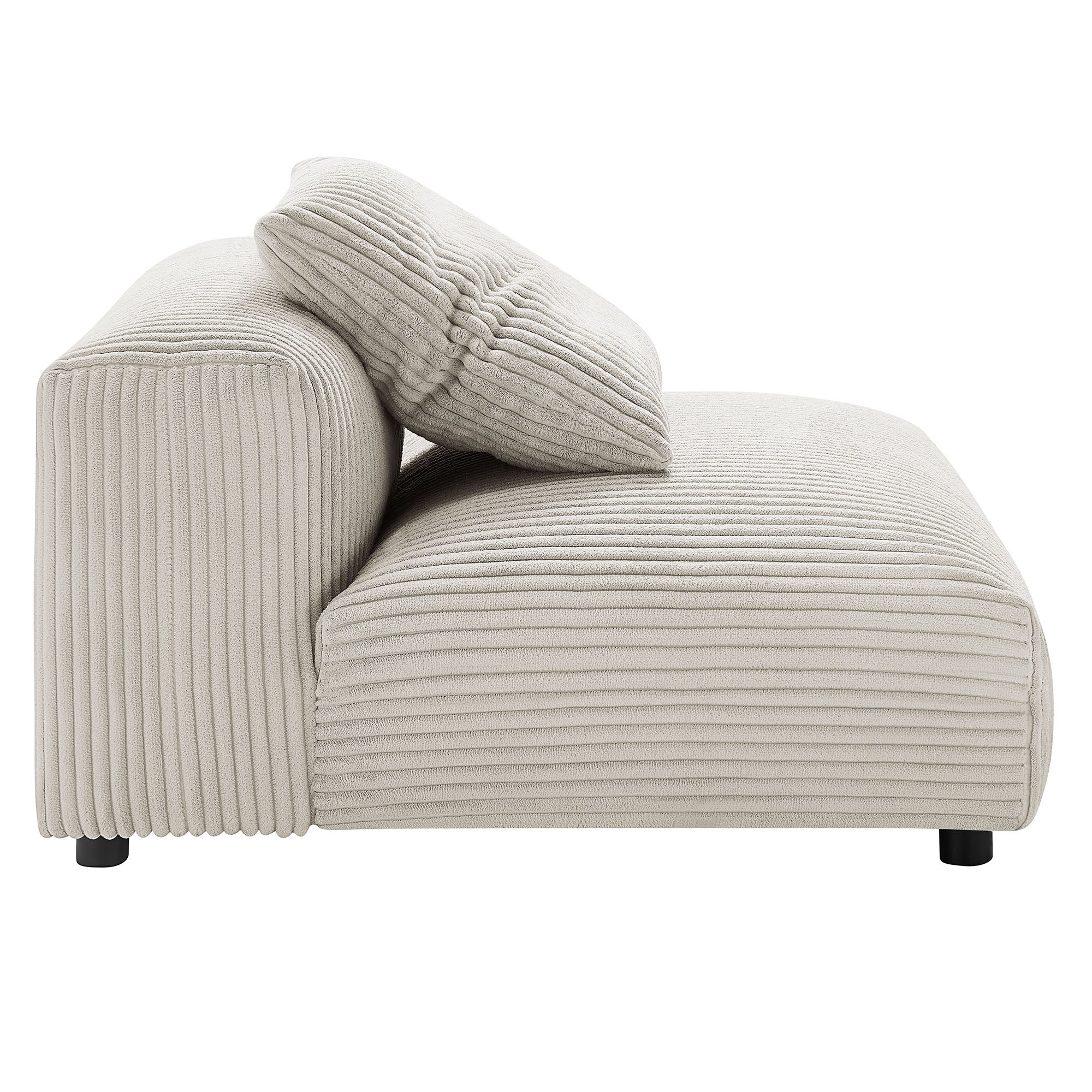 Solace  Modular Corduroy Upholstered Armless Chair and Ottoman Set