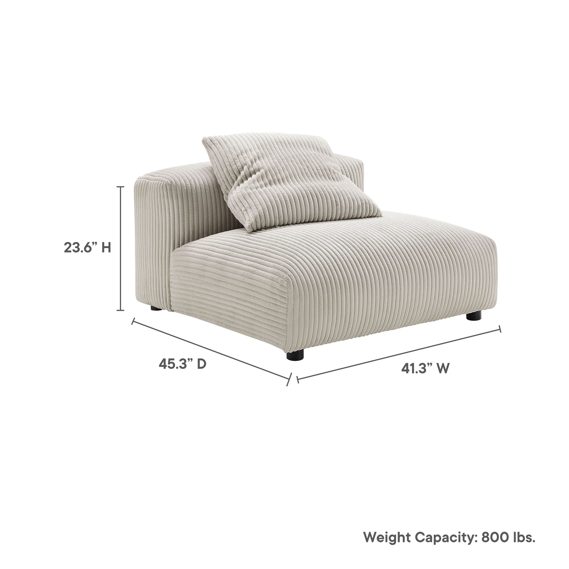 Solace  Modular Corduroy Upholstered Armless Chair - Fern