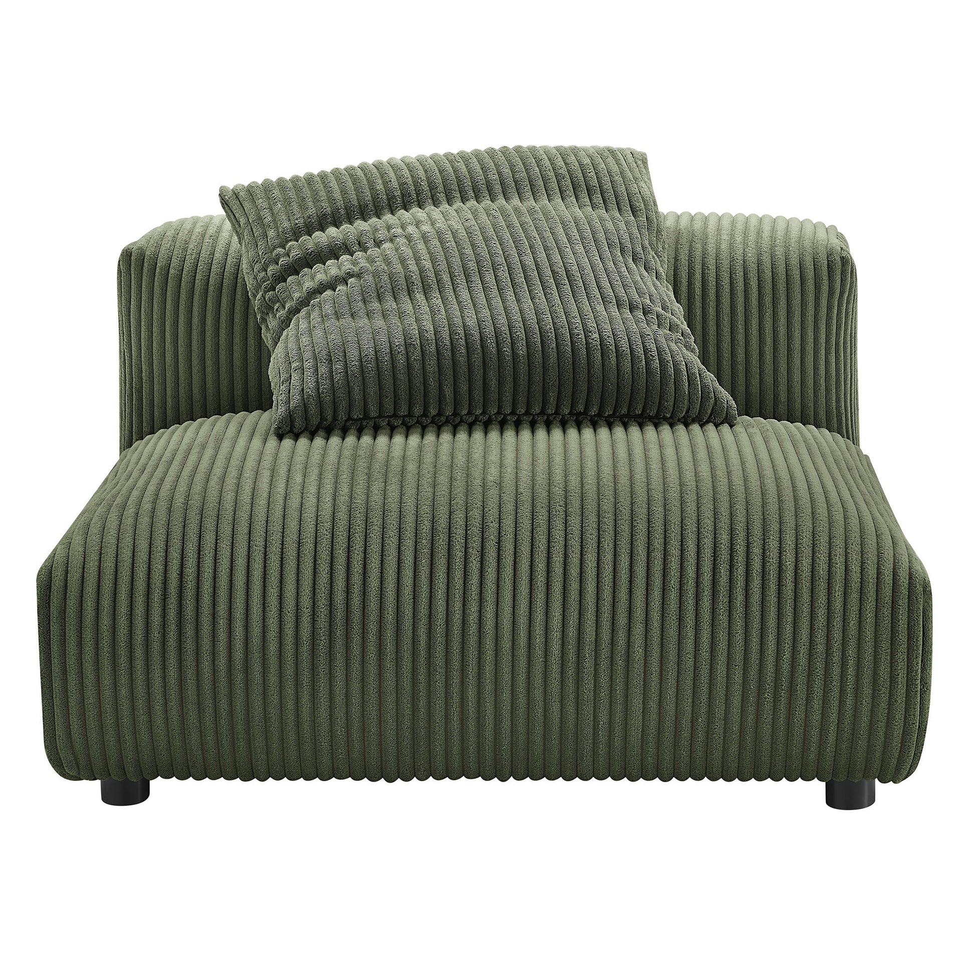 Solace  Modular Corduroy Upholstered Armless Chair and Ottoman Set