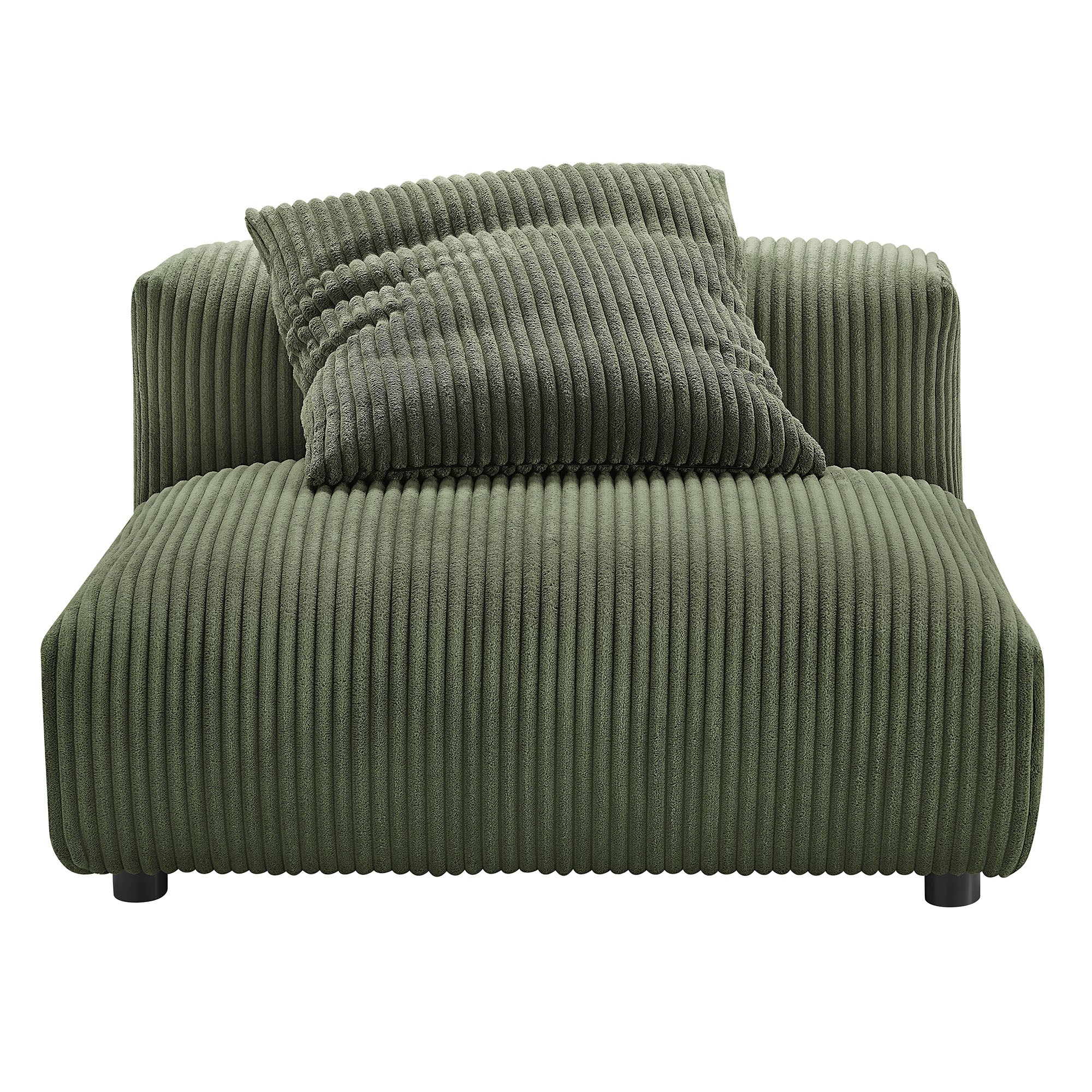 Solace  Modular Corduroy Upholstered Armless Chair and Ottoman Set
