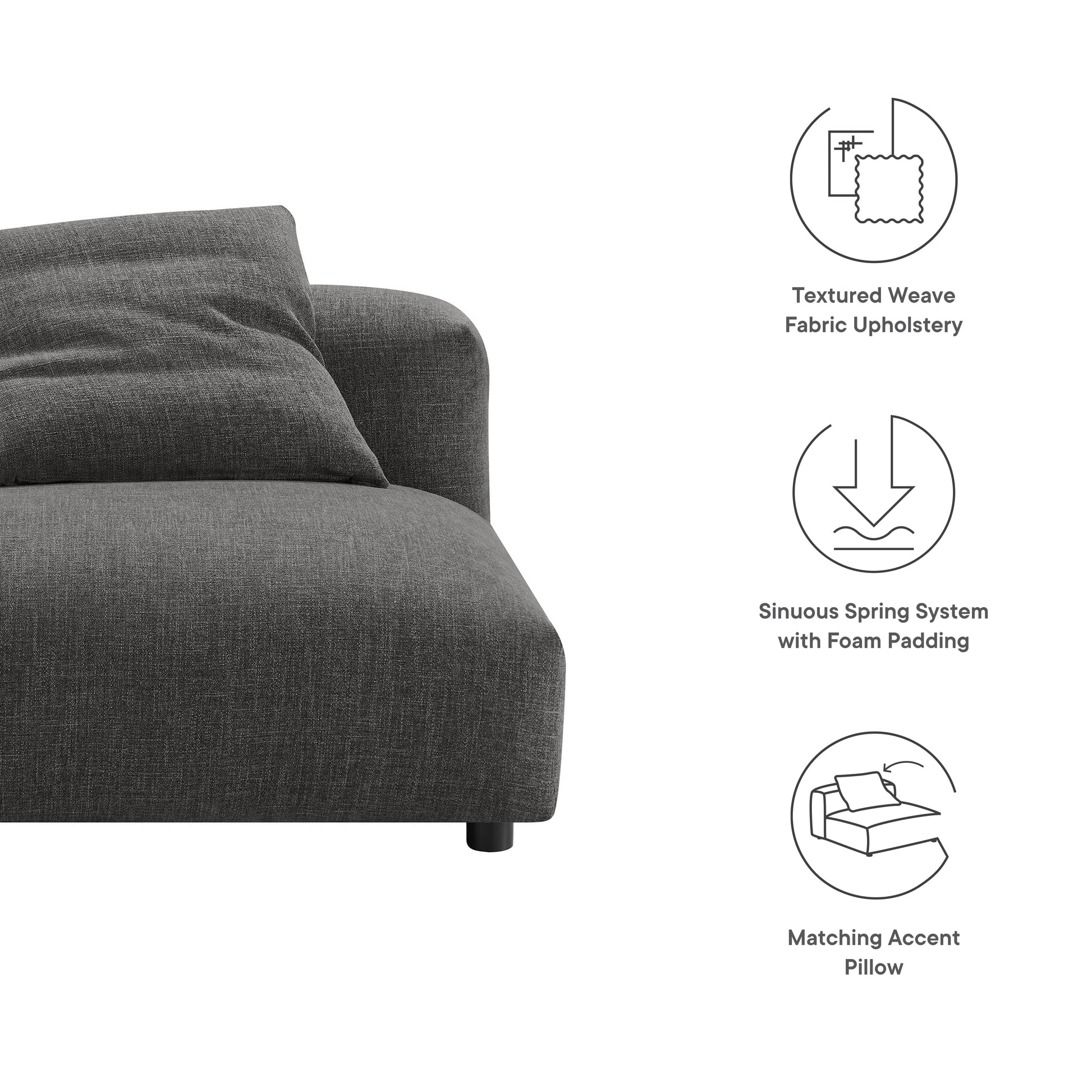 Solace  Modular Upholstered Fabric Armless Chair - Salt