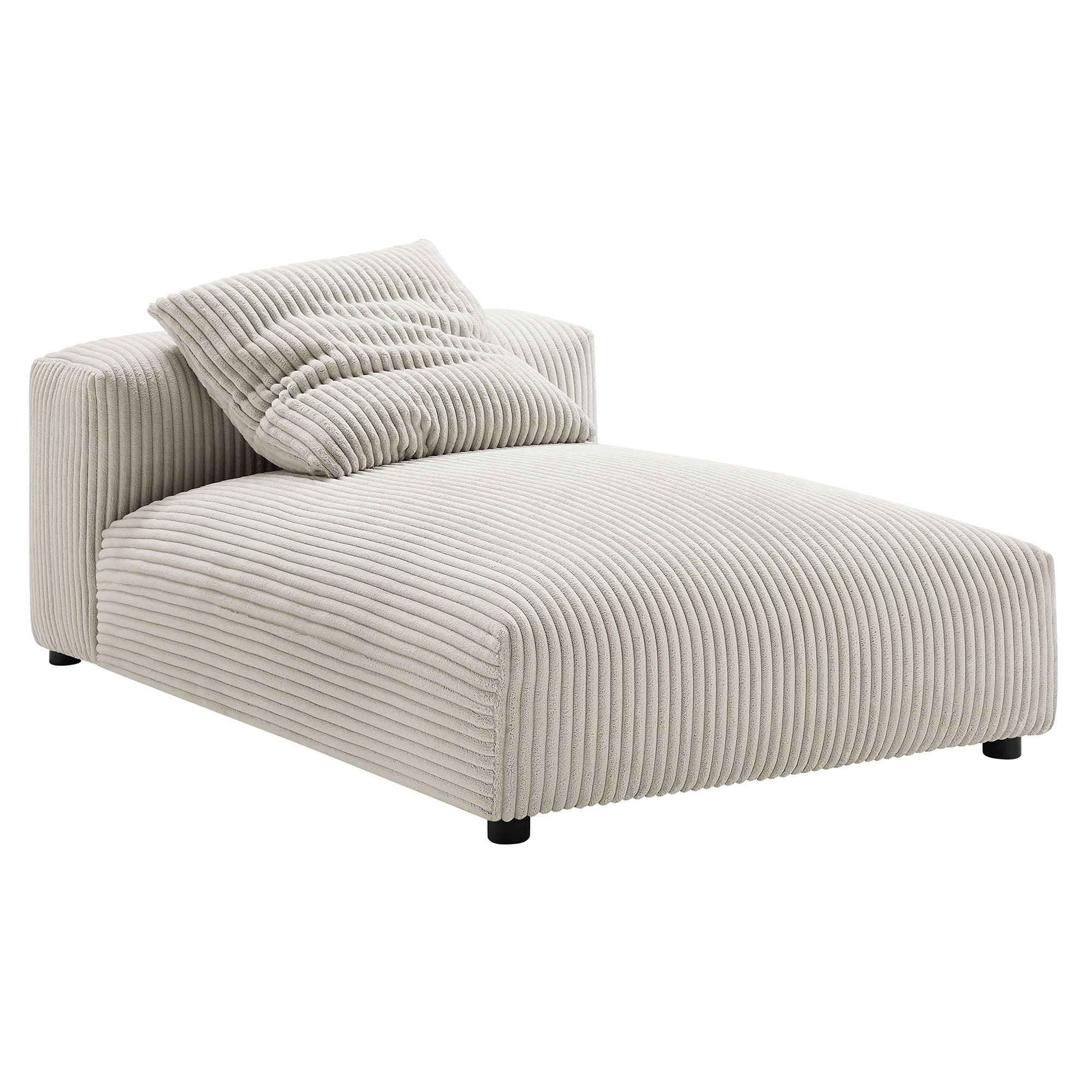 Solace  Modular Corduroy Upholstered Armless Chaise Lounge - Almond