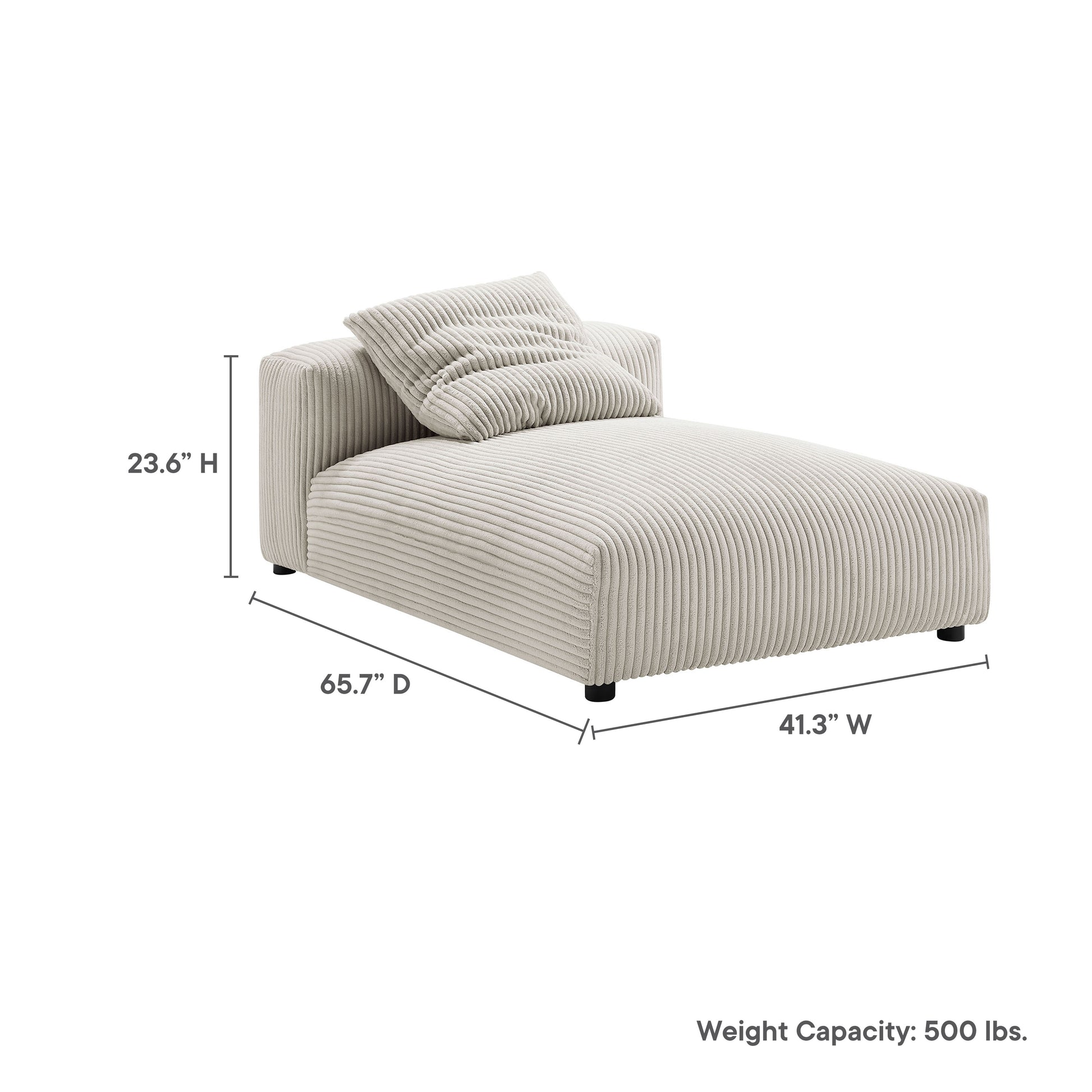 Solace  Modular Corduroy Upholstered Armless Chaise Lounge - Fern
