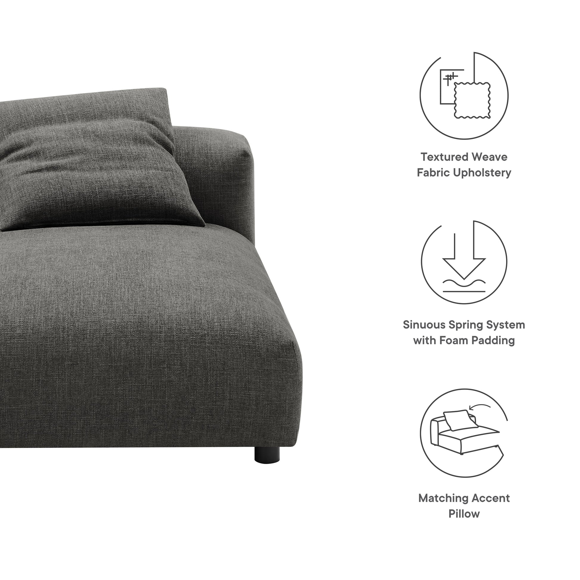Solace  Modular Upholstered Fabric Armless Chaise Lounge - Salt
