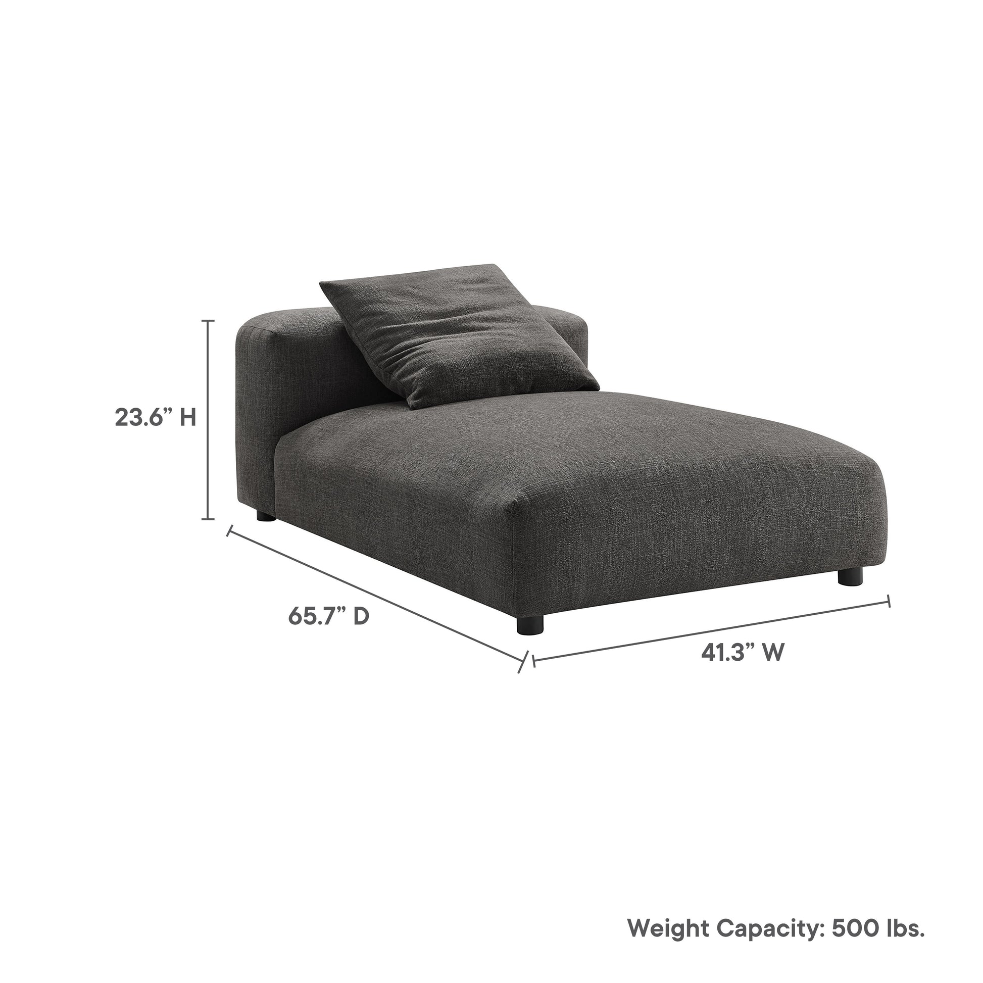 Solace  Modular Upholstered Fabric Armless Chaise Lounge - Linen