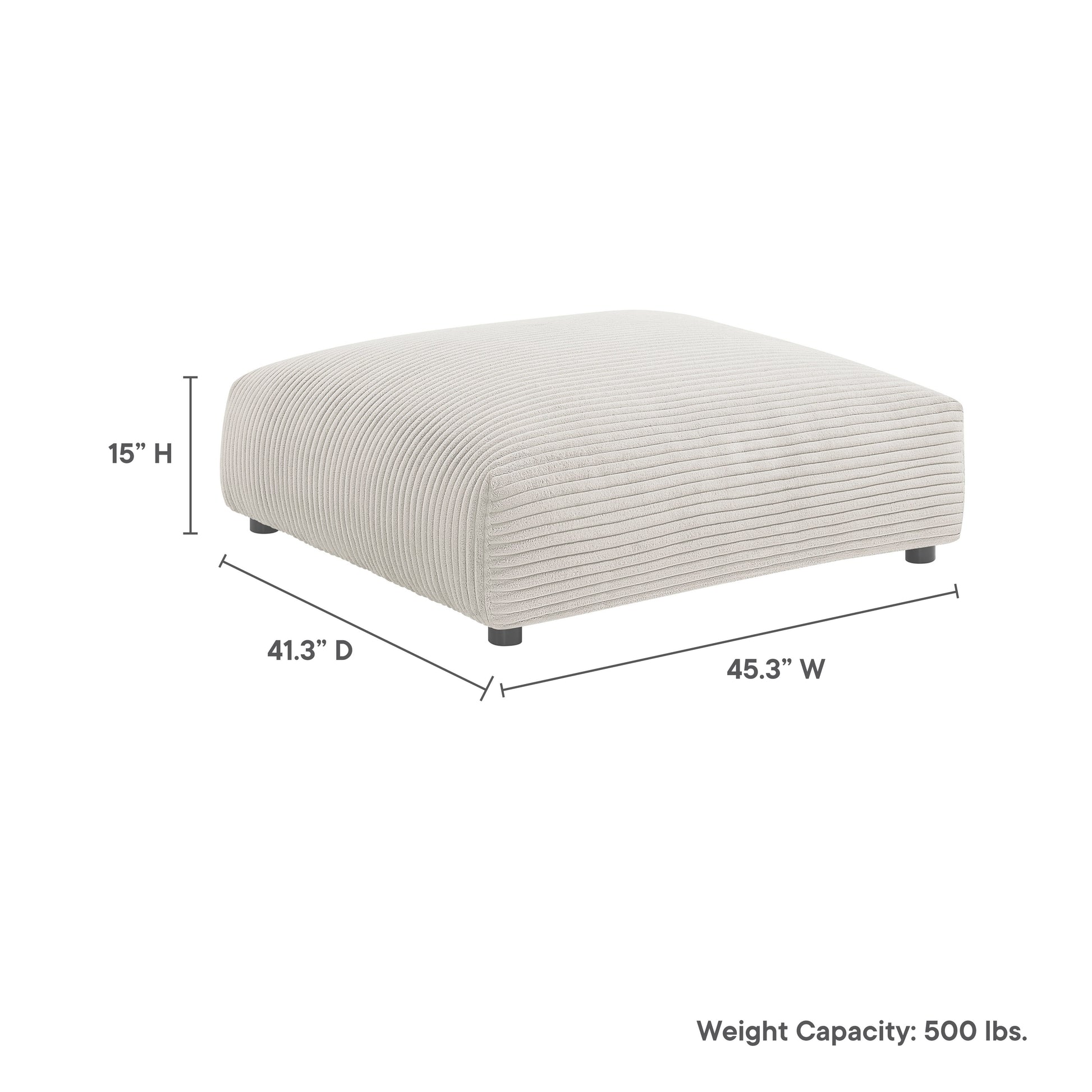 Solace  Modular Corduroy Upholstered Ottoman - Fern