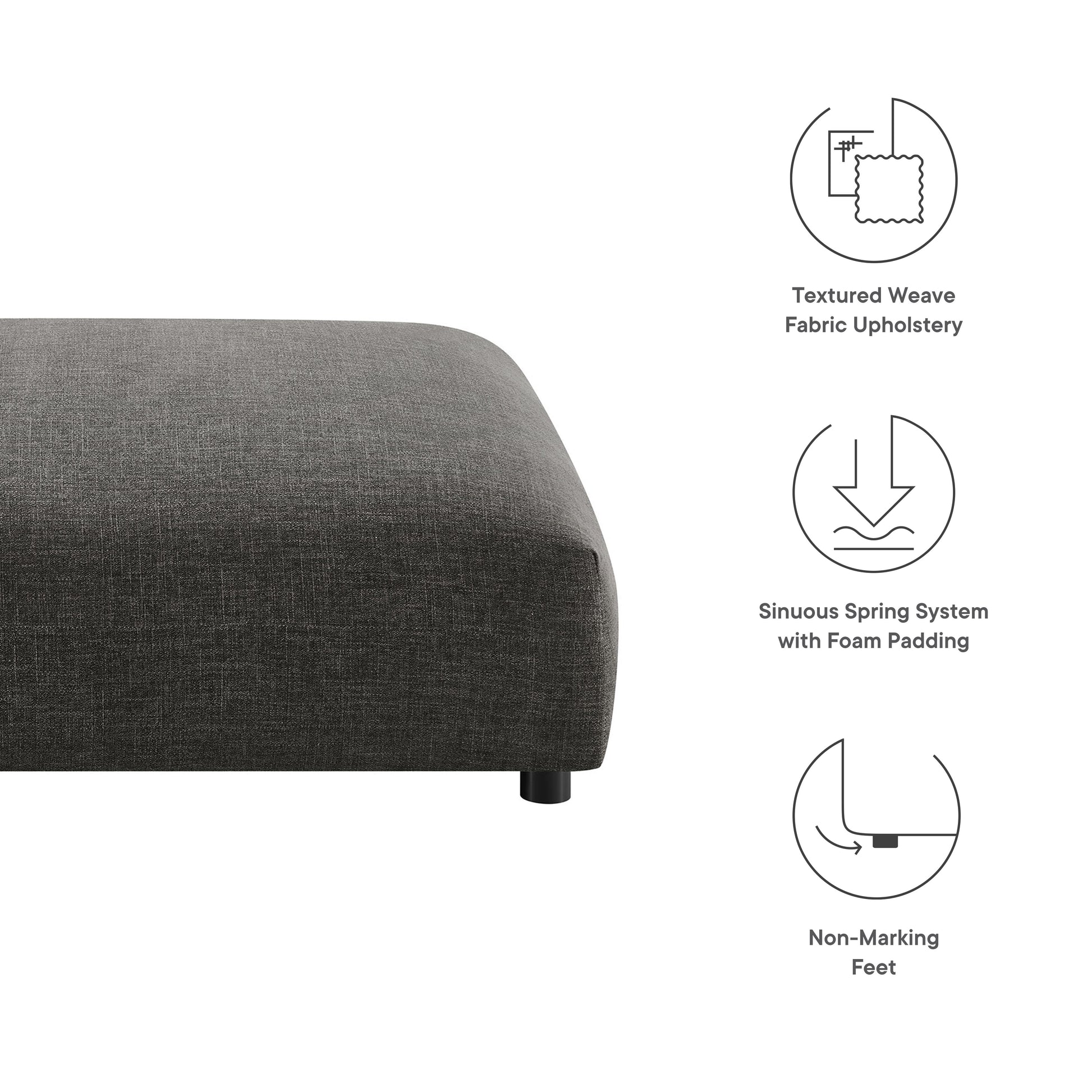 Solace  Modular Upholstered Fabric Ottoman - Linen