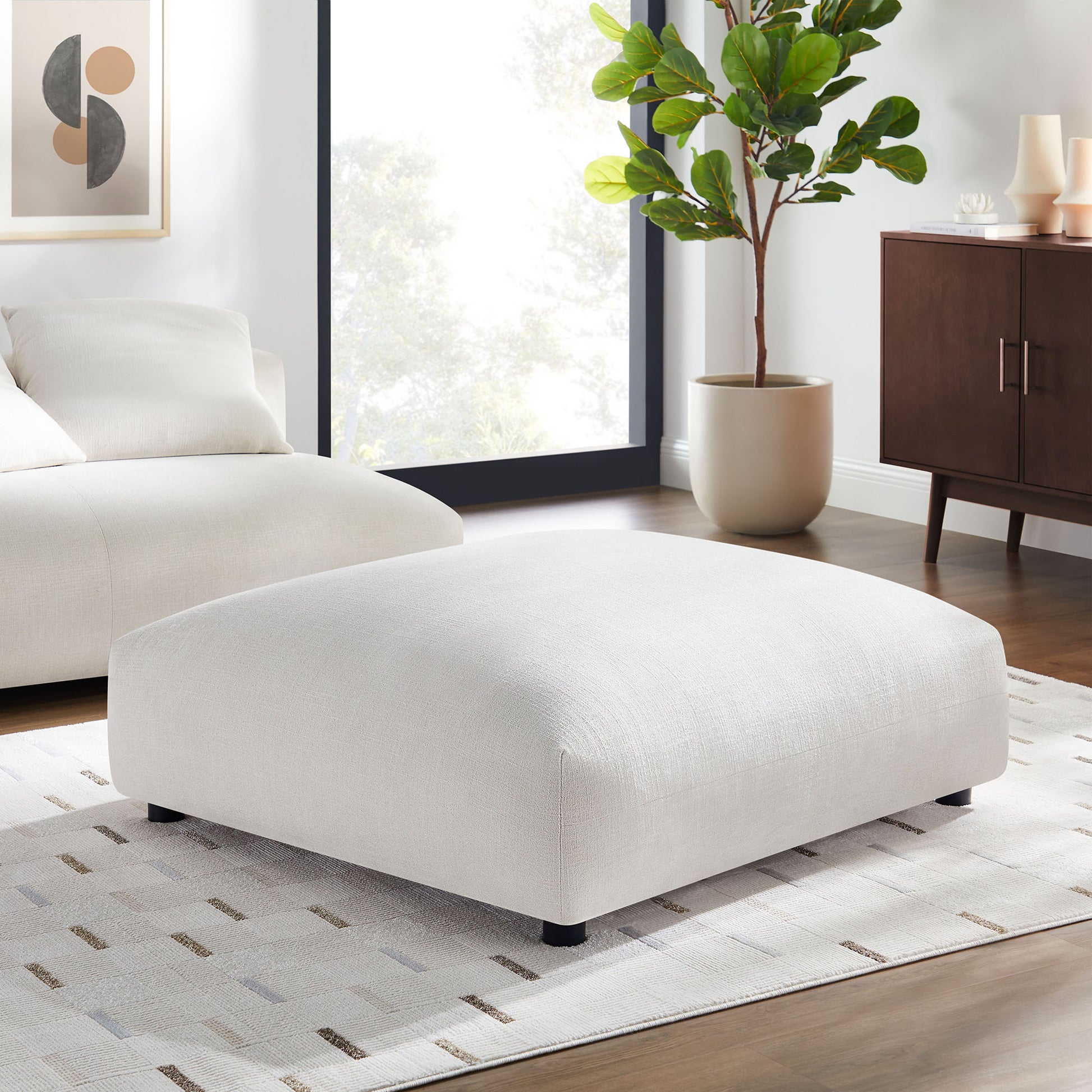 Solace  Modular Upholstered Fabric Ottoman