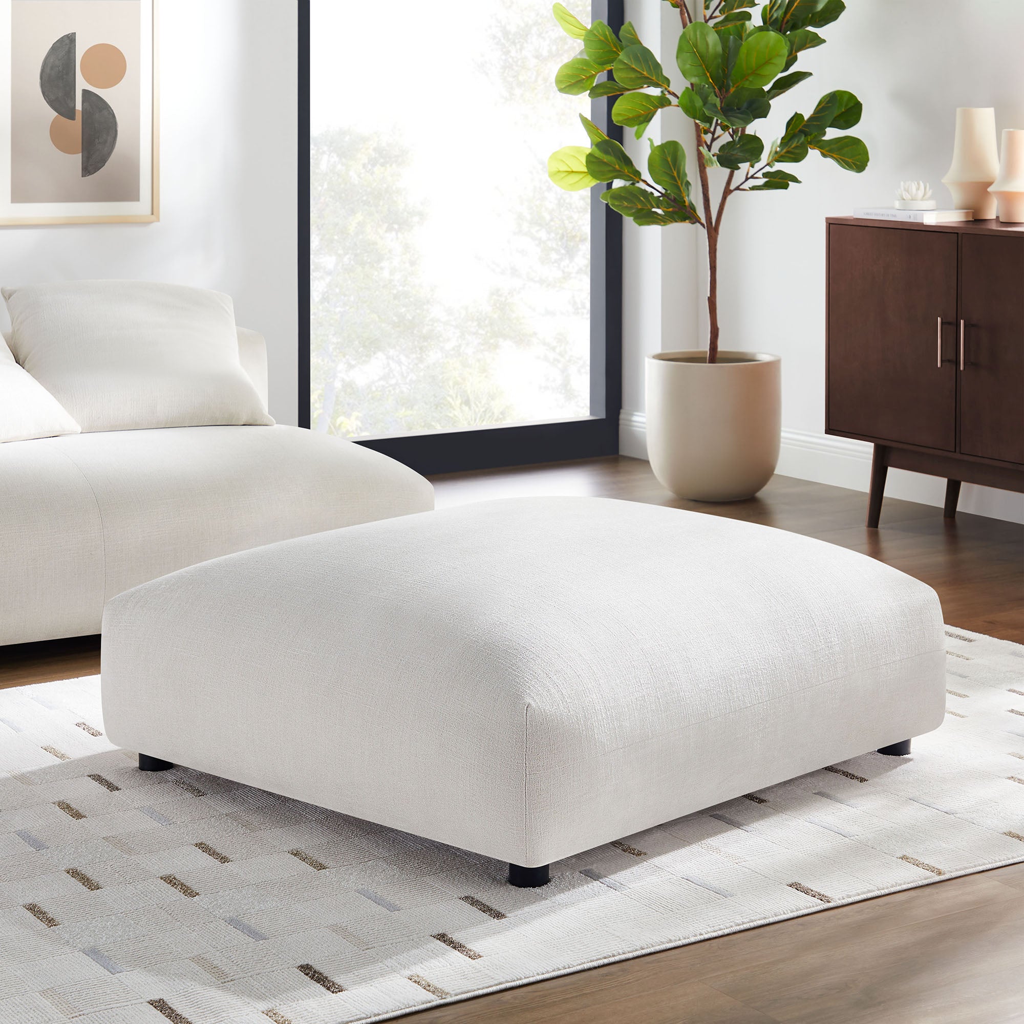 Solace  Modular Upholstered Fabric Ottoman