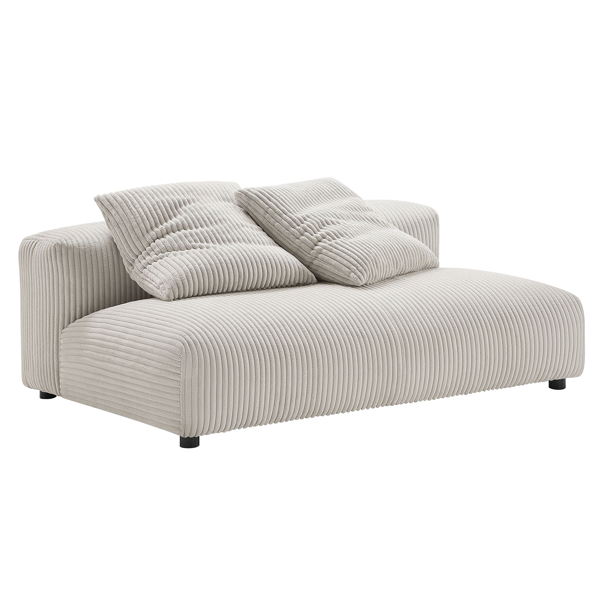 Solace  Modular Corduroy Upholstered Armless Loveseat - Almond