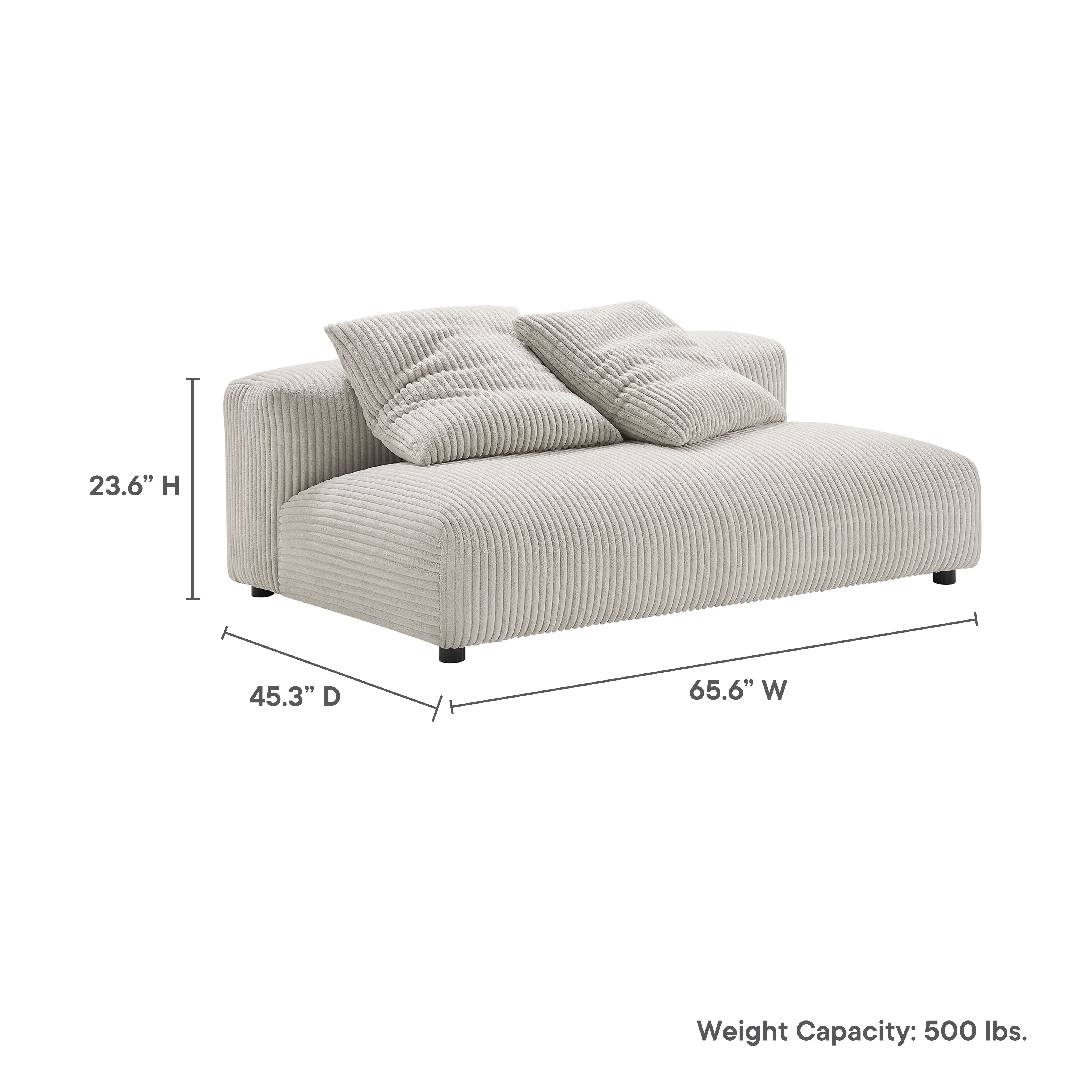 Solace  Modular Corduroy Upholstered Armless Loveseat - Fern