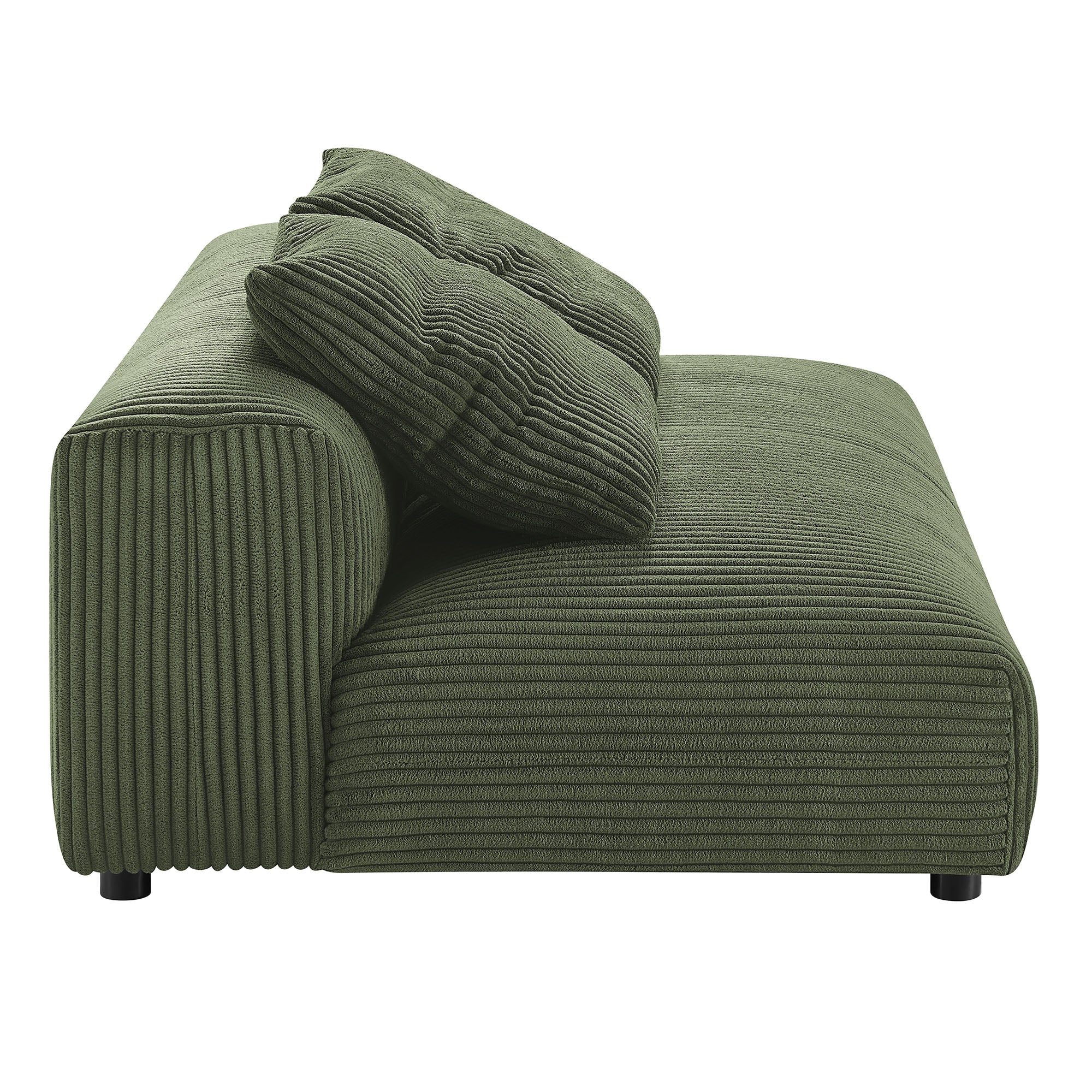 Solace  Modular Corduroy Upholstered Armless Loveseat and Ottoman Set