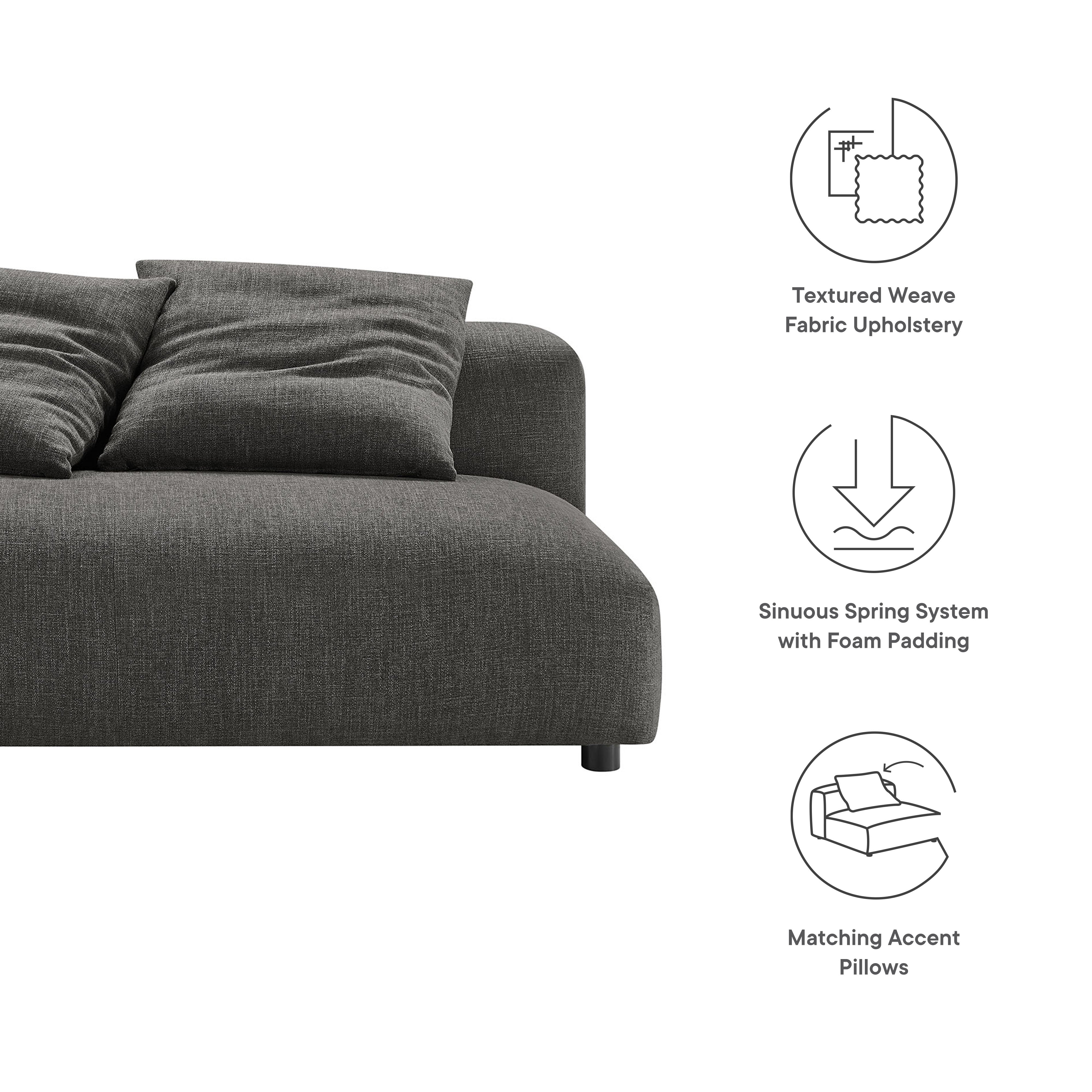 Solace  Modular Upholstered Fabric Armless Loveseat - Salt