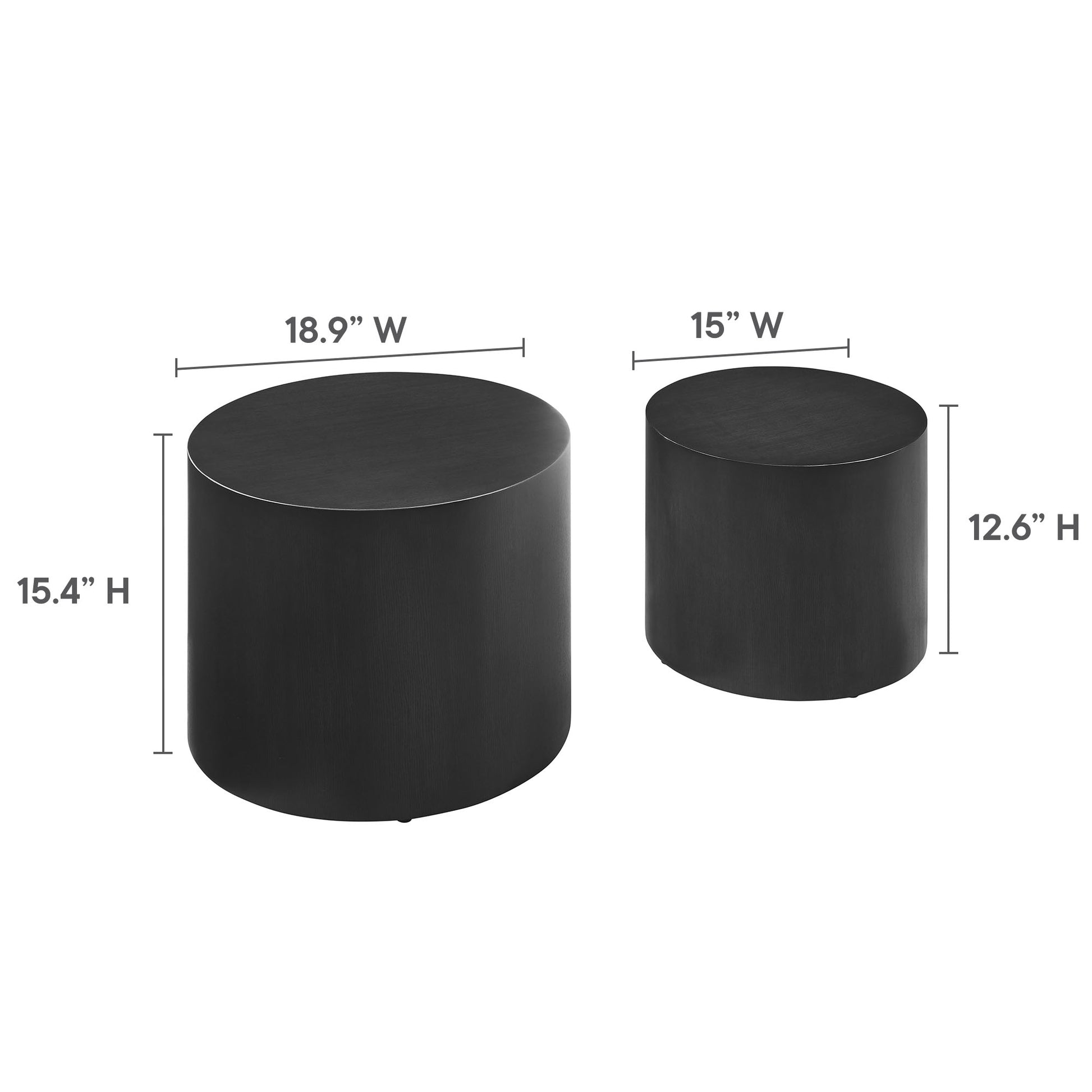 Amani  Round Nesting  Coffee Tables Set of 2 - Natural
