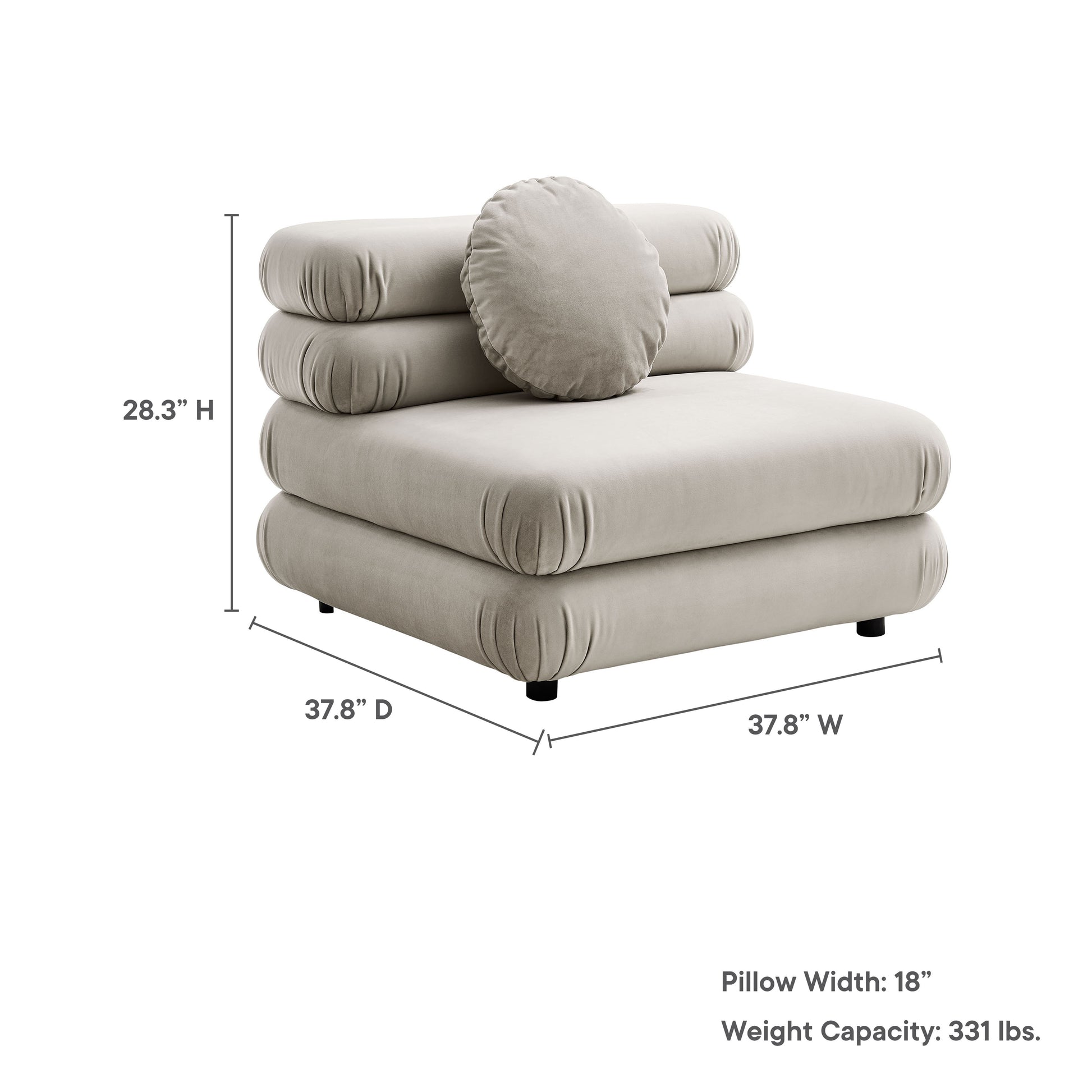 Jubilee Modular Performance Velvet Armless Chair - Mulberry