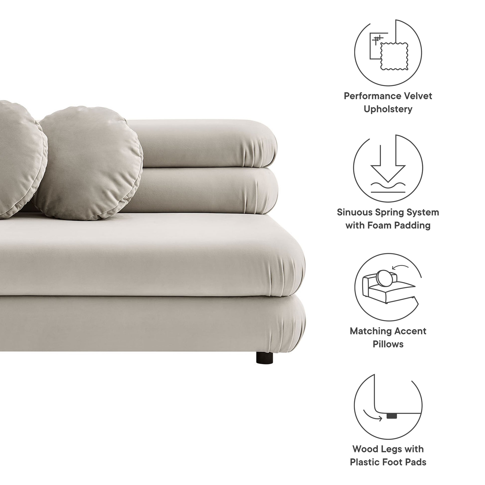 Jubilee Modular Performance Velvet Armless Loveseat - Taupe