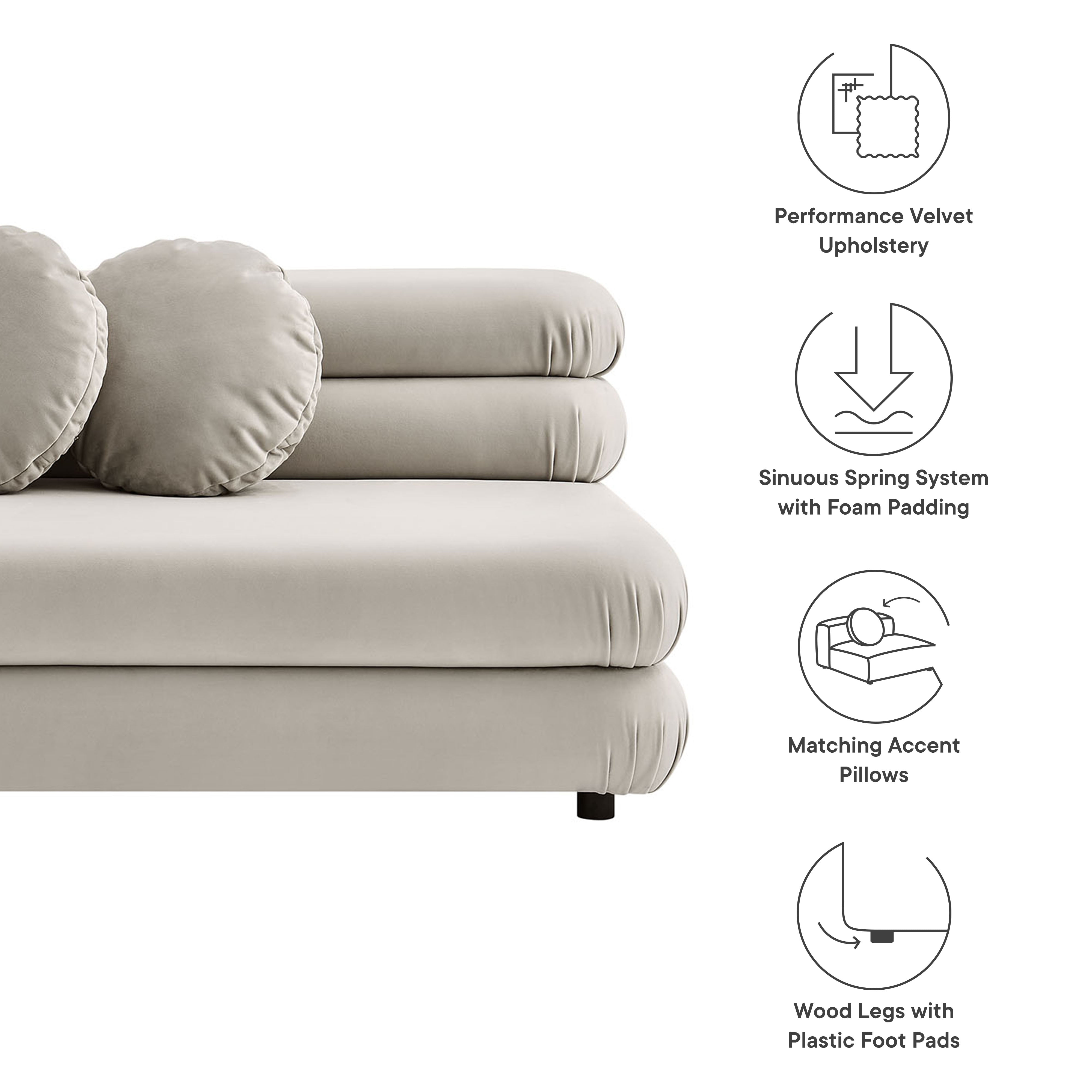 Jubilee Modular Performance Velvet Armless Loveseat - Taupe