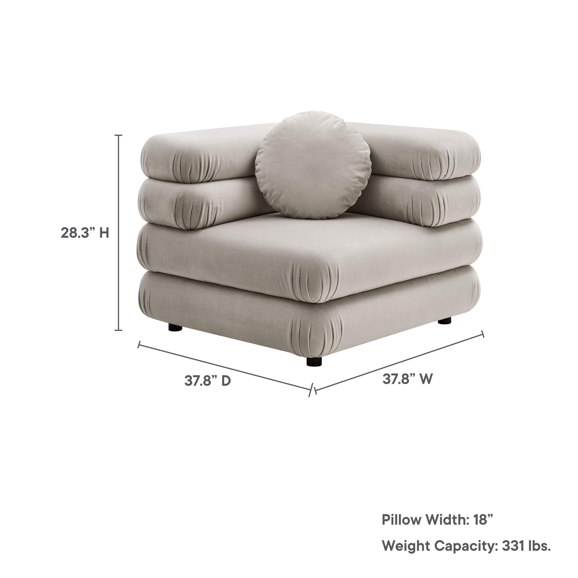 Jubilee Modular Performance Velvet Corner Chair - Taupe