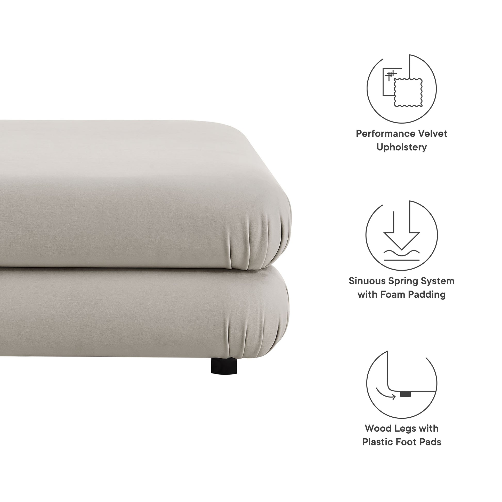Jubilee Modular Performance Velvet Ottoman - Mulberry