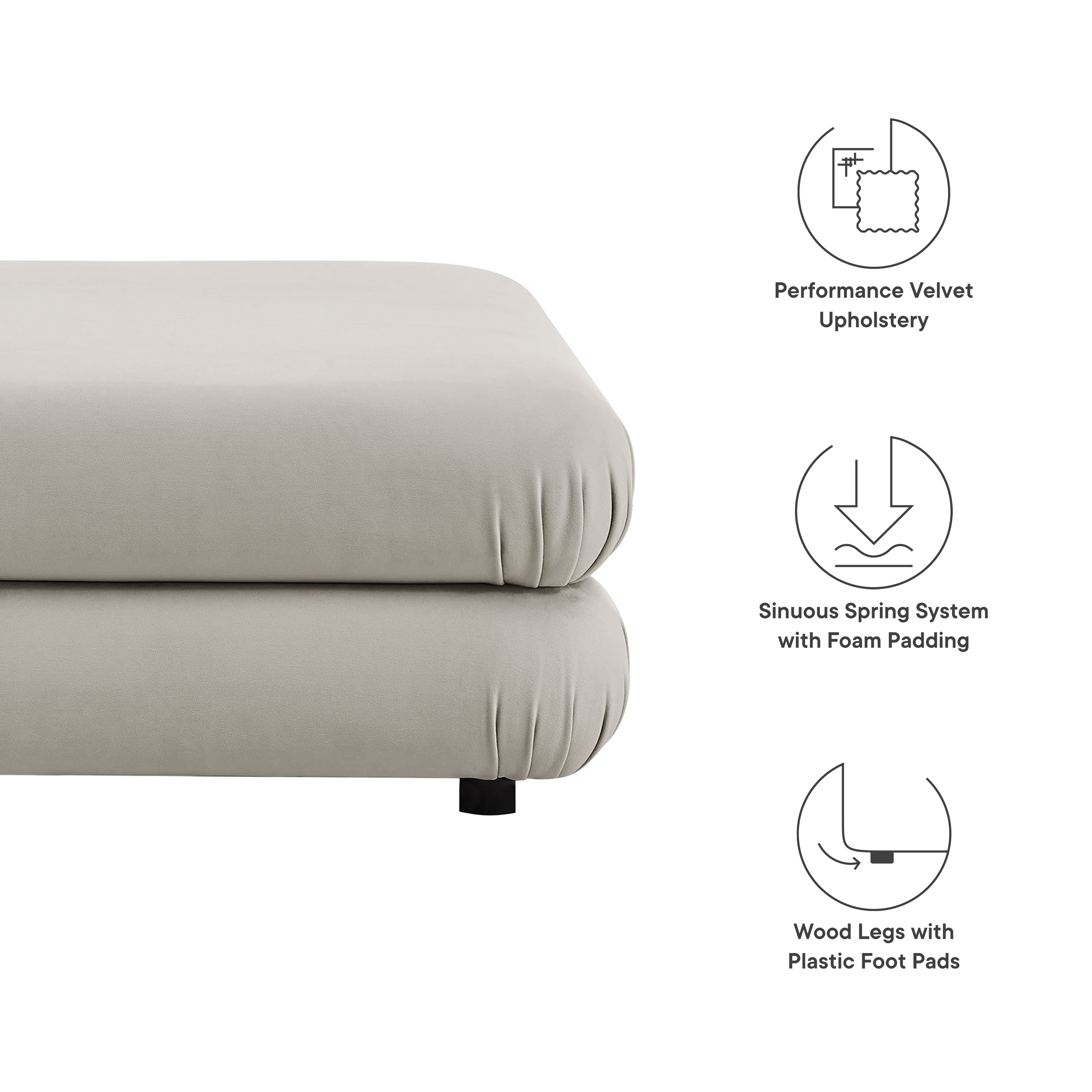 Jubilee Modular Performance Velvet Ottoman - Mulberry