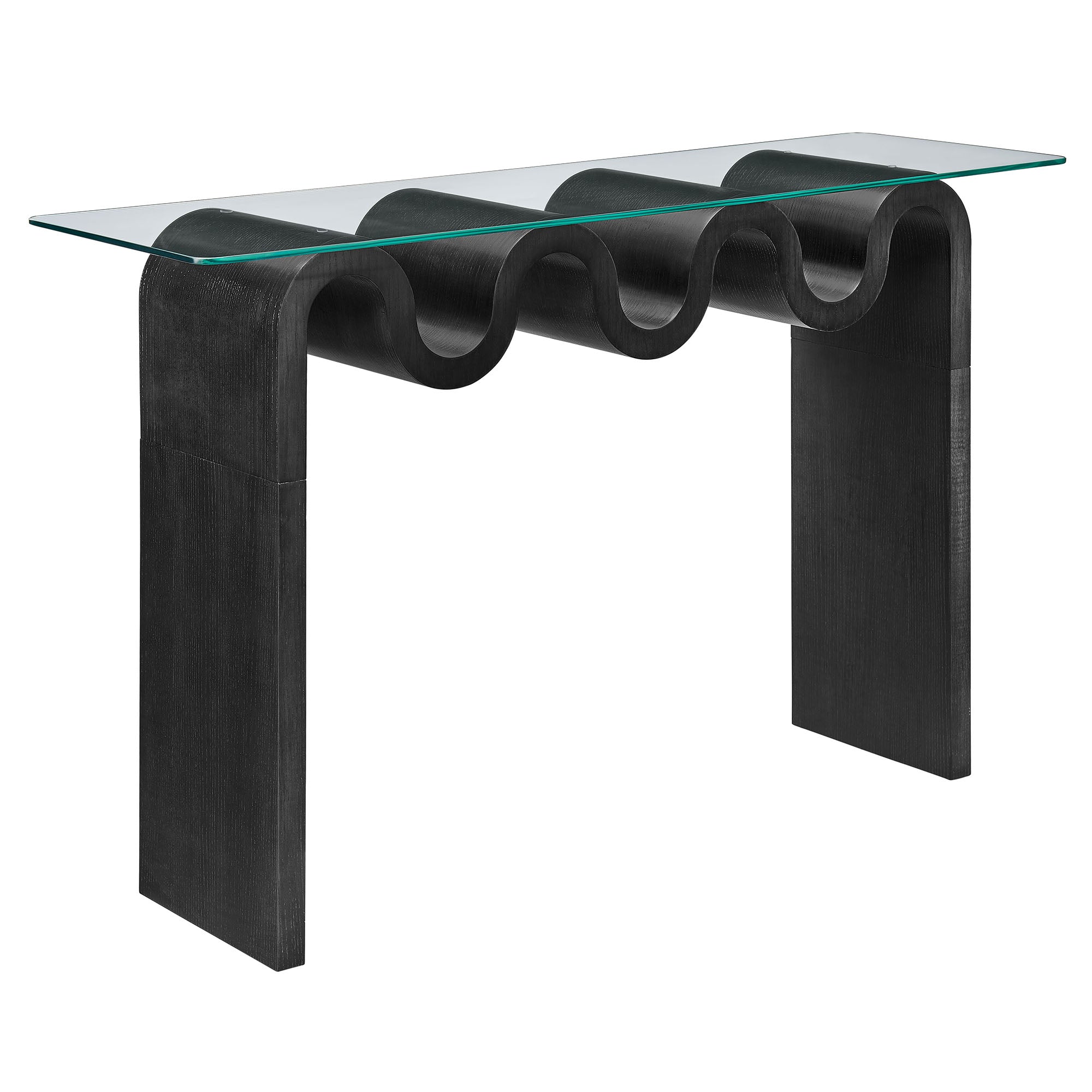 Ondine Glass Top 50" Console Table - Black