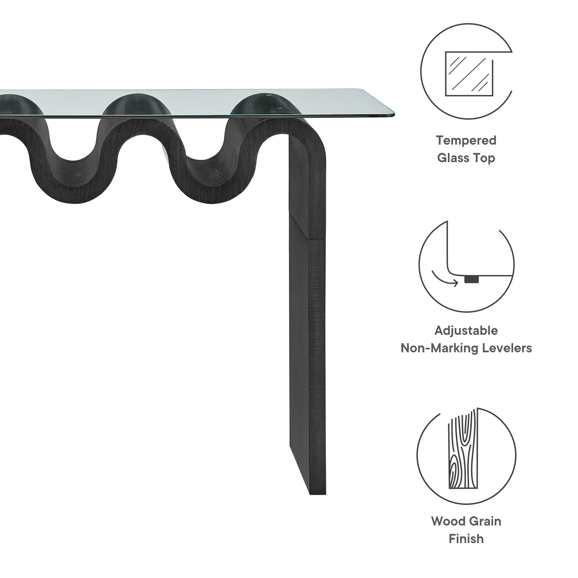 Ondine Glass Top 50" Console Table - Natural