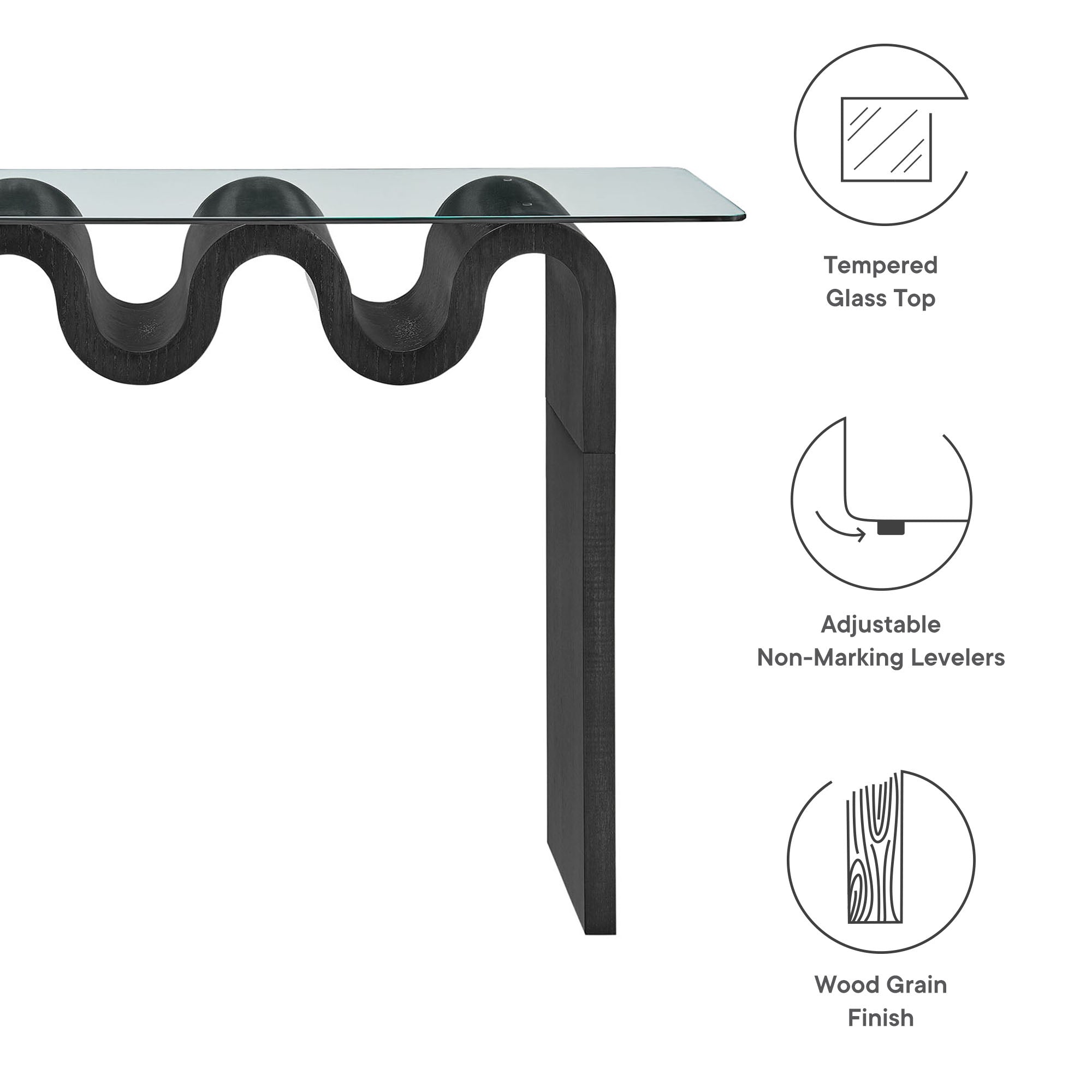 Ondine Glass Top 50" Console Table - Natural