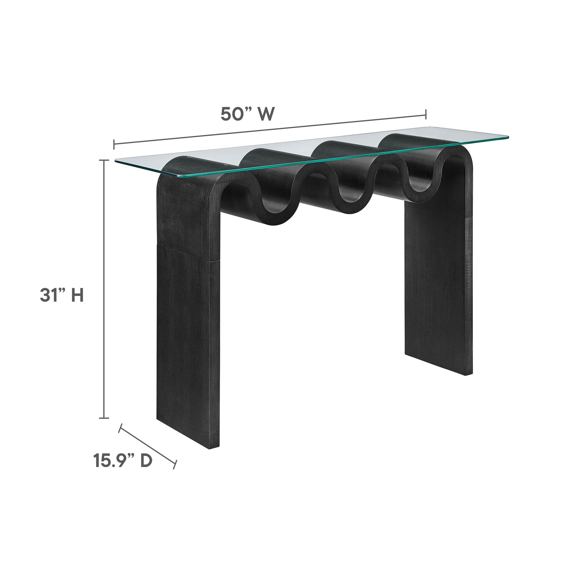Ondine Glass Top 50" Console Table - Spiced Apple
