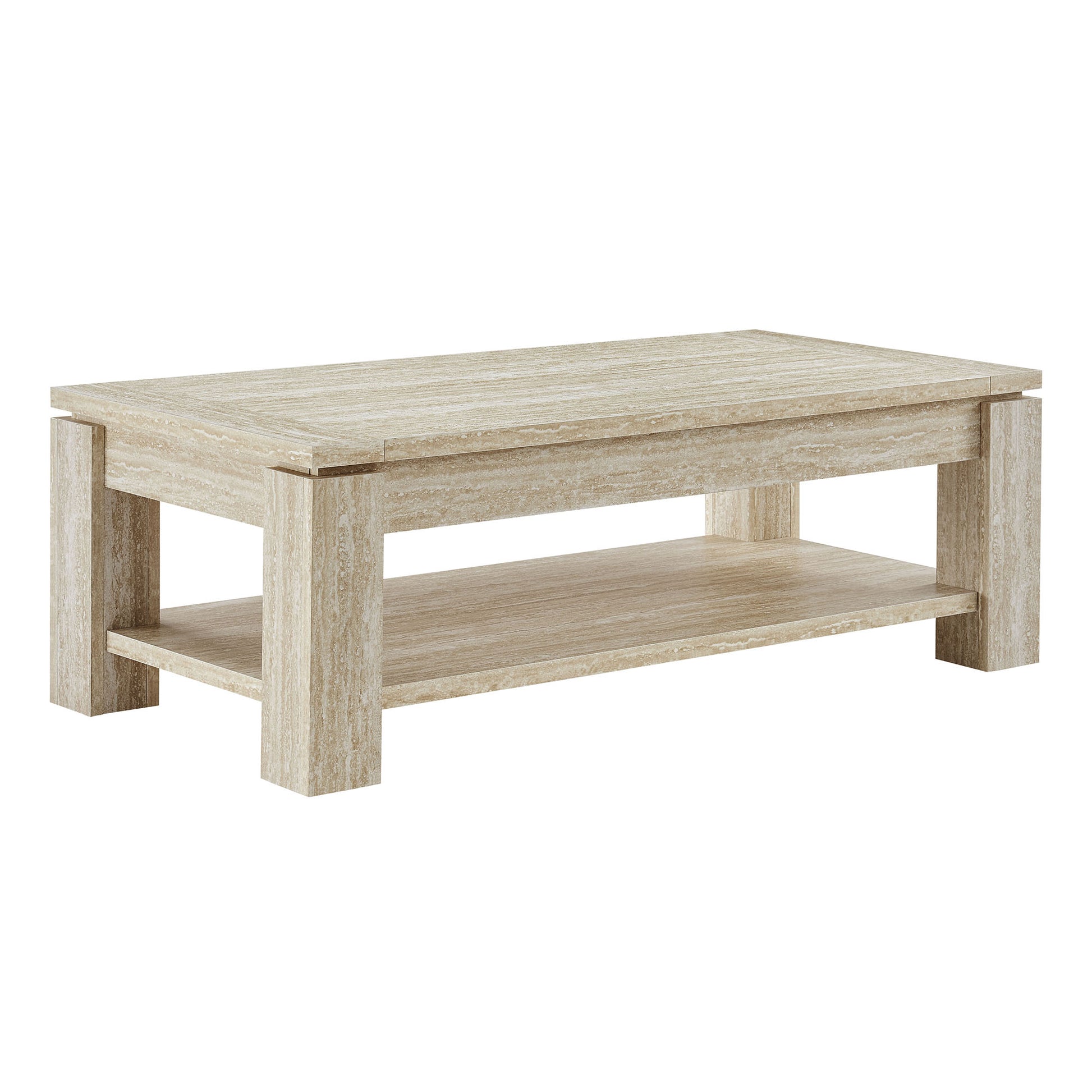 Hollis Travertine Coffee Table - Travertine