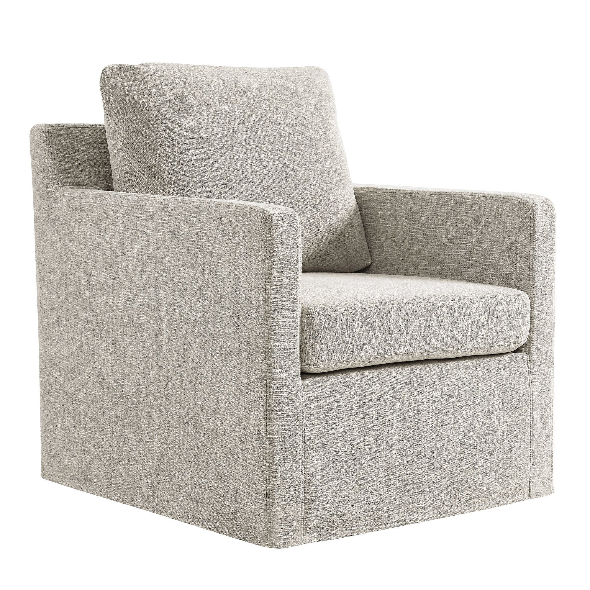 Serene Fabric Slipcovered Swivel Armchair - Linen