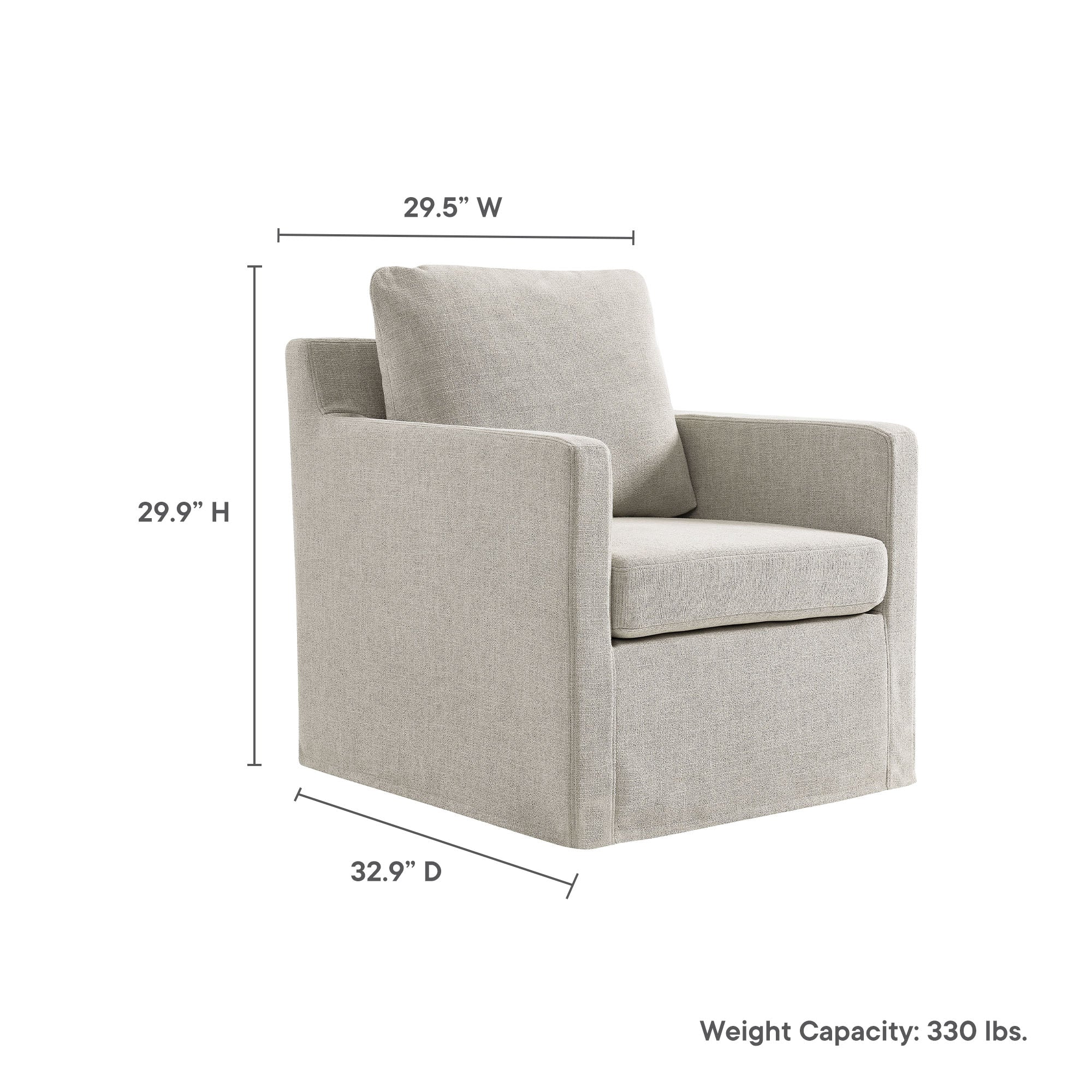Serene Fabric Slipcovered Swivel Armchair - Salt