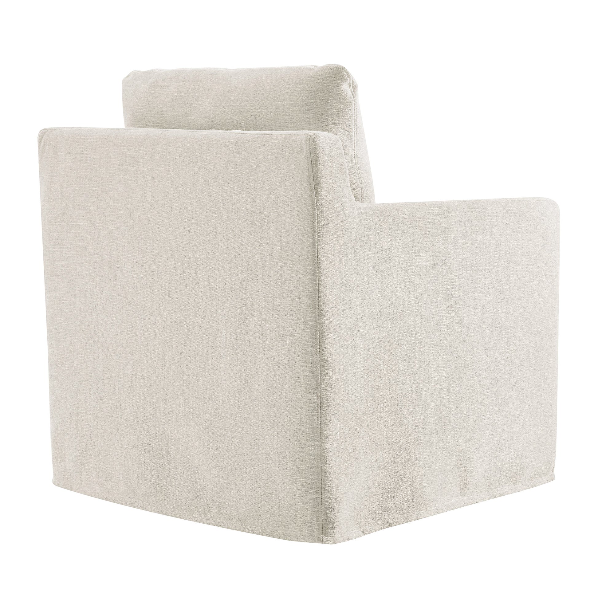 Serene Fabric Slipcovered Swivel Armchair