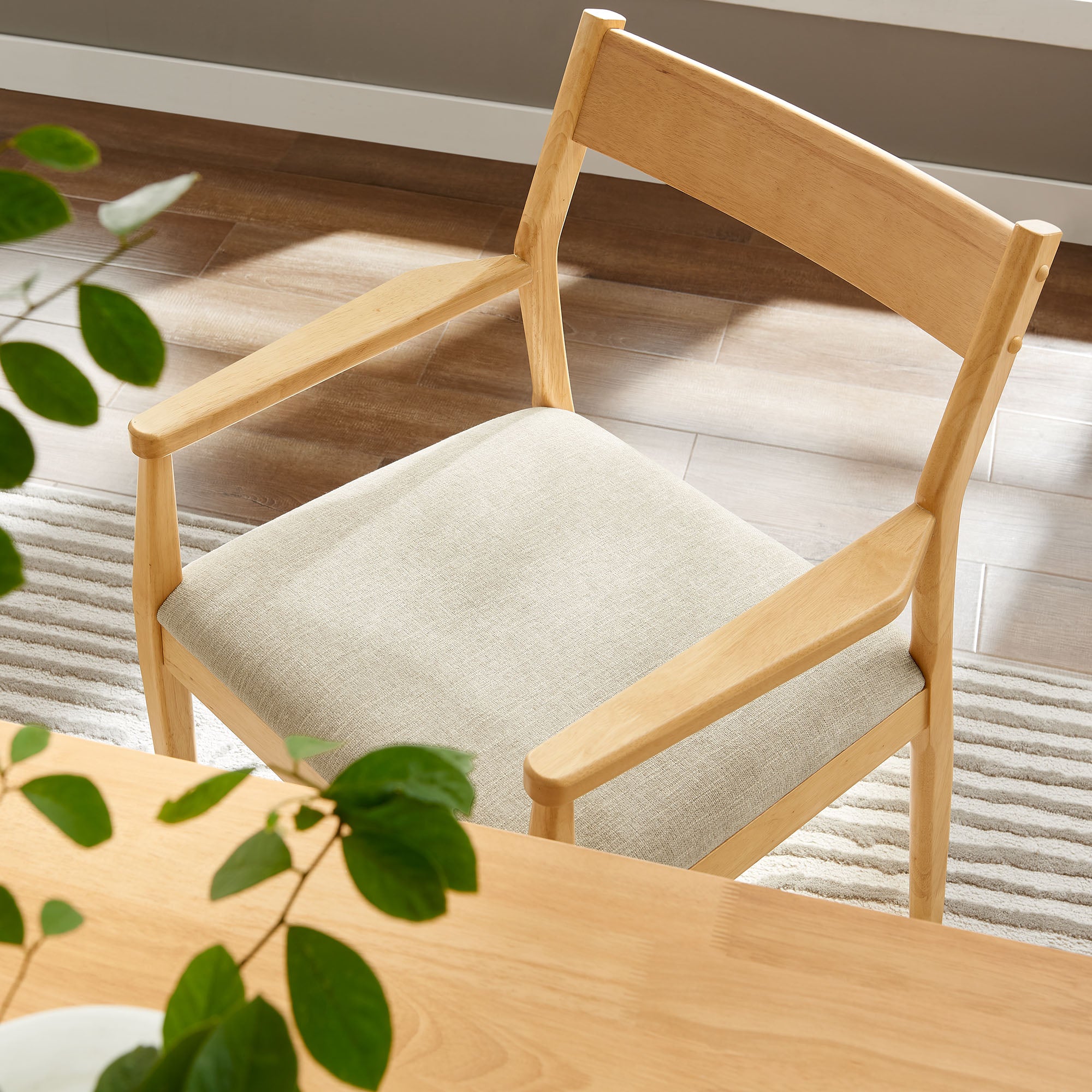 Solara Fabric Wood Dining Armchairs Set of 2