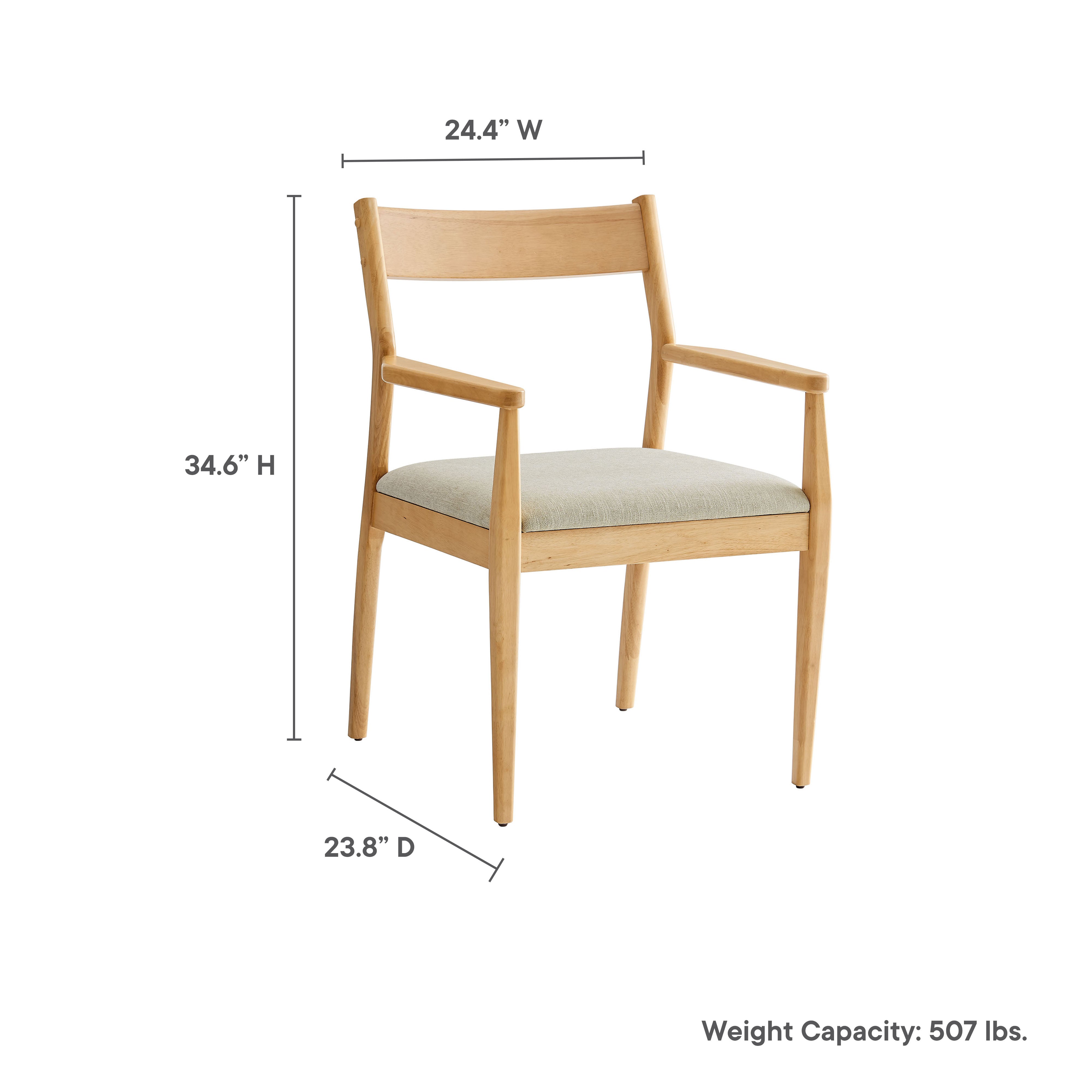 Solara Fabric Wood Dining Armchairs Set of 2