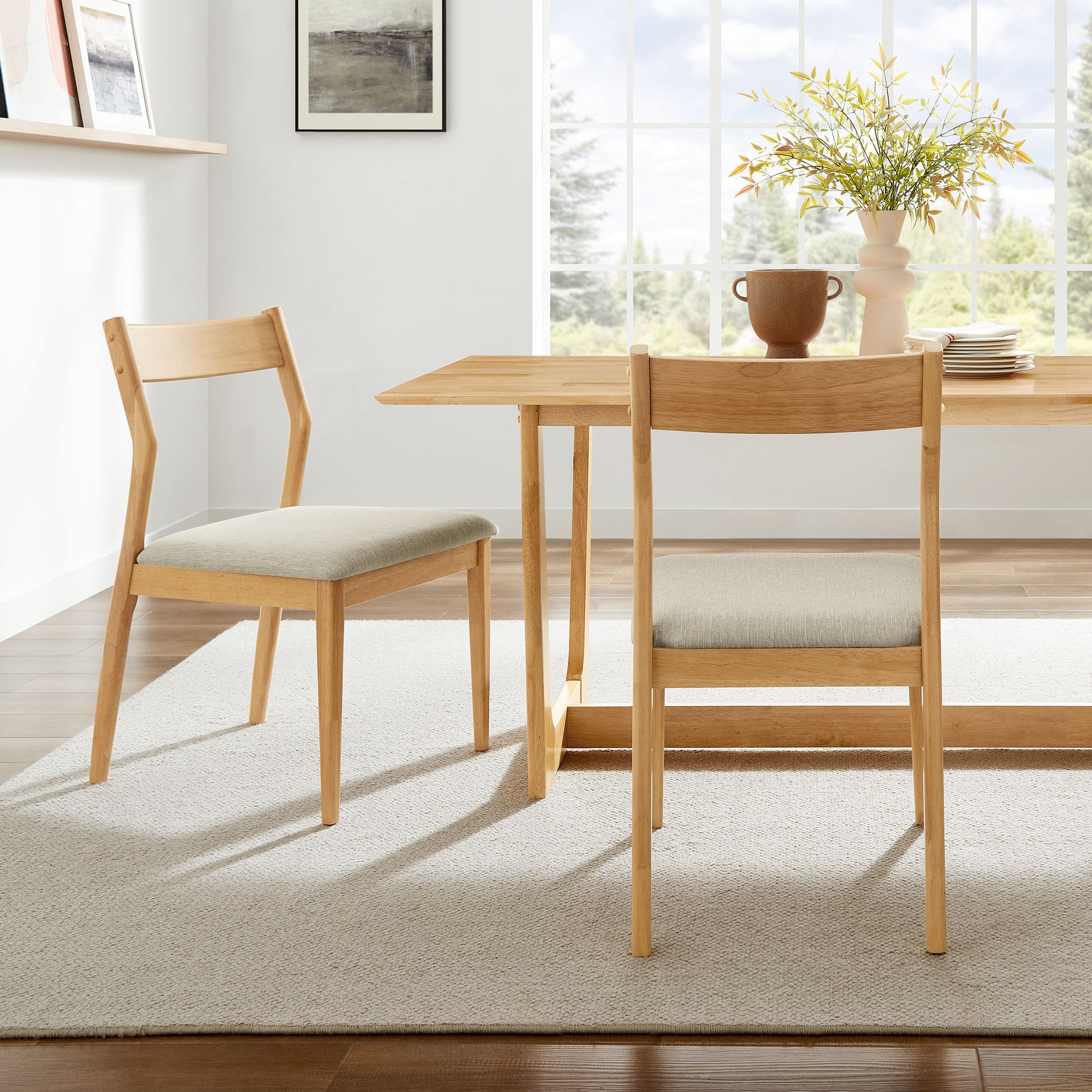 Solara Fabric Wood Dining Side Chairs Set of 2