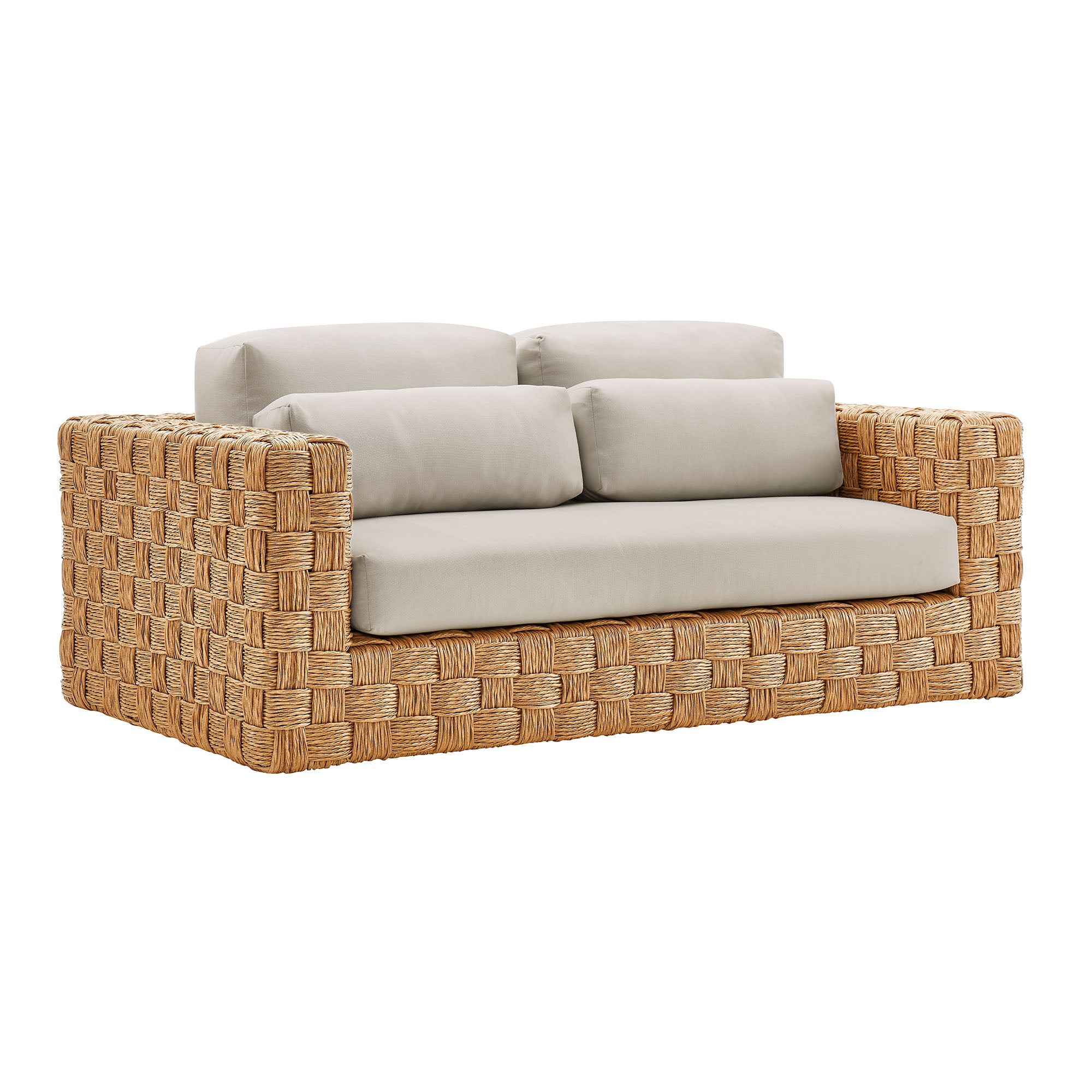 Thames  Outdoor Patio Wicker Rattan Loveseat - Natural Light Gray