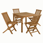 Vienna 5-Piece Outdoor Patio Teak Wood Dining Set with Folding Chairs - Natural Natural