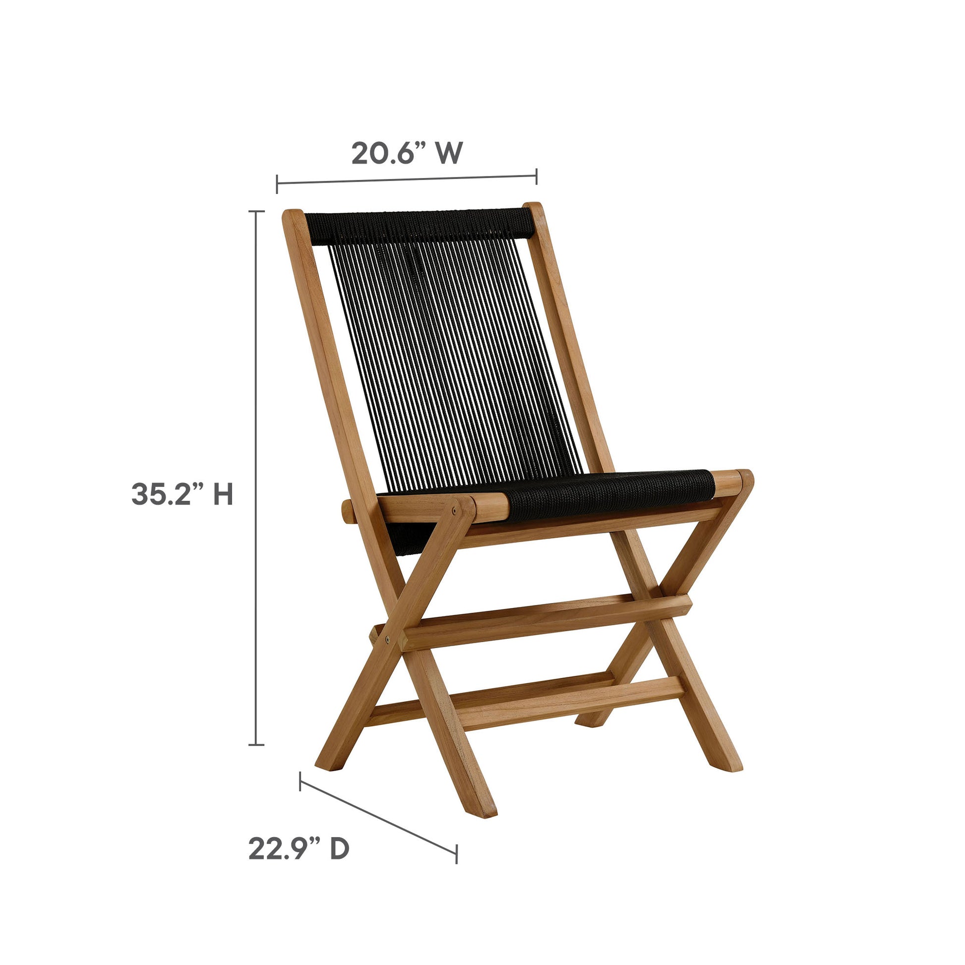 Vienna 5-Piece Outdoor Patio Teak Wood Dining Set with Rope Folding Chairs - Natural Natural