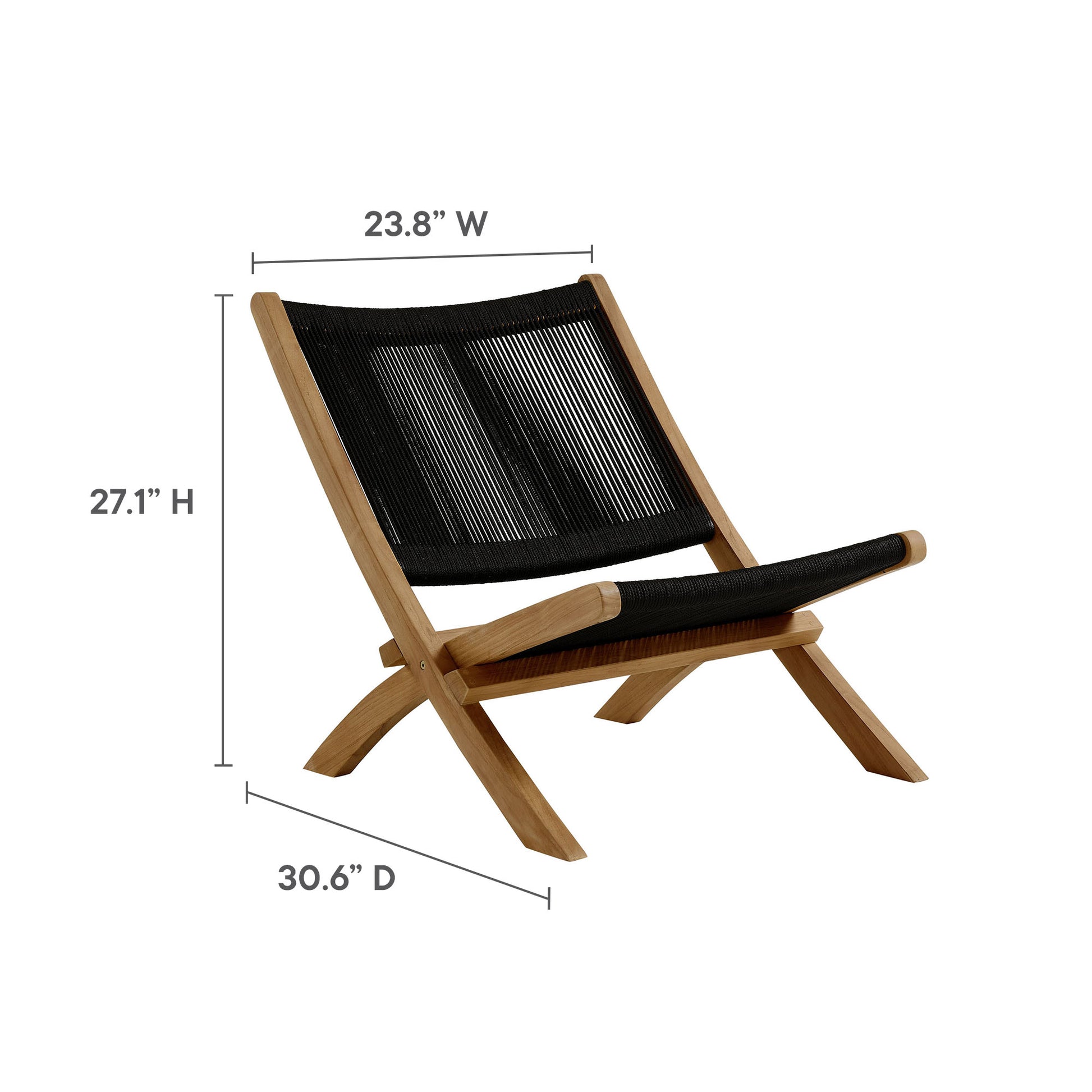 Vienna 2-Piece Outdoor Patio Teak and Rope Folding Accent Lounge Chair and Ottoman Set - Natural Natural